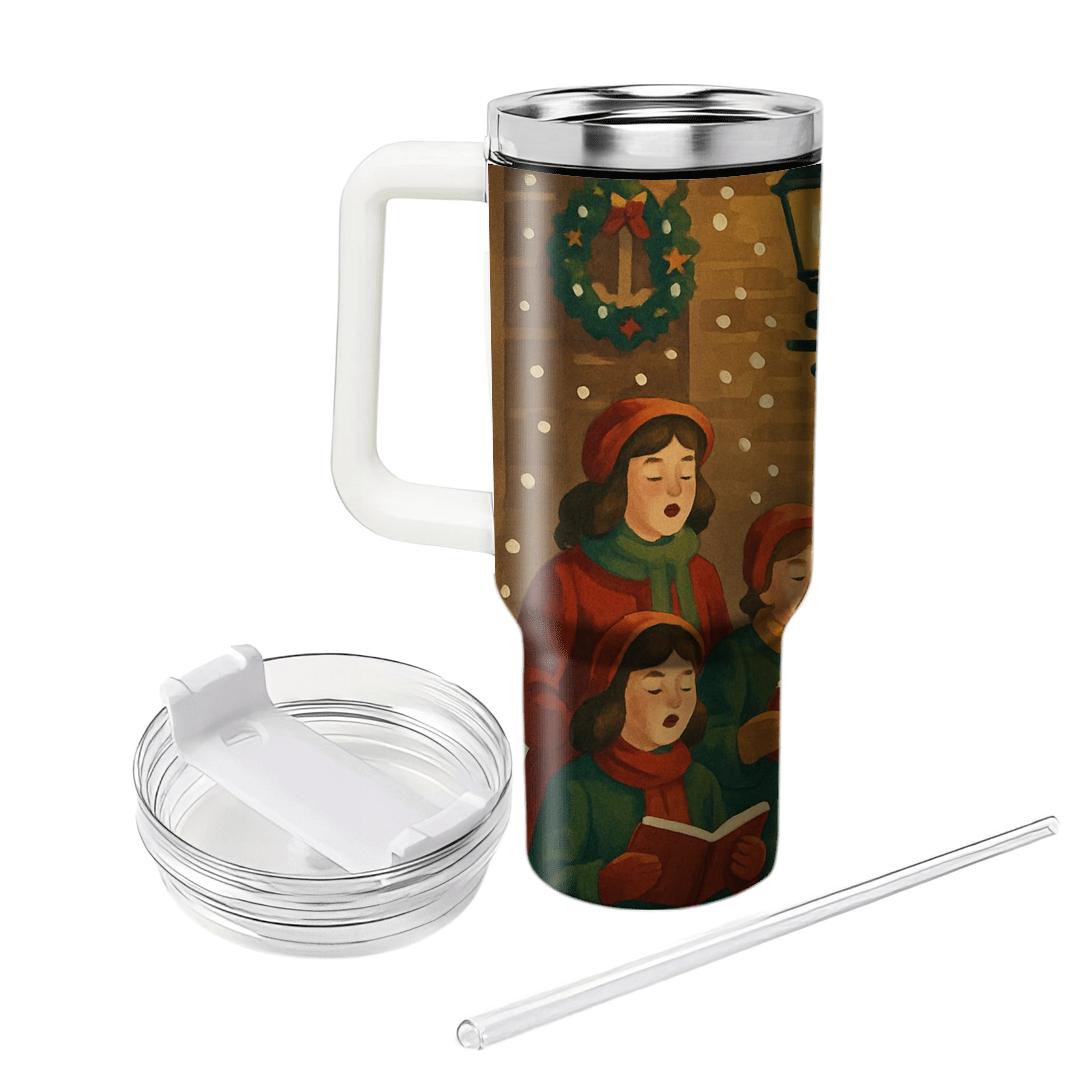 Holly Choir By Lamplight travel tumblers