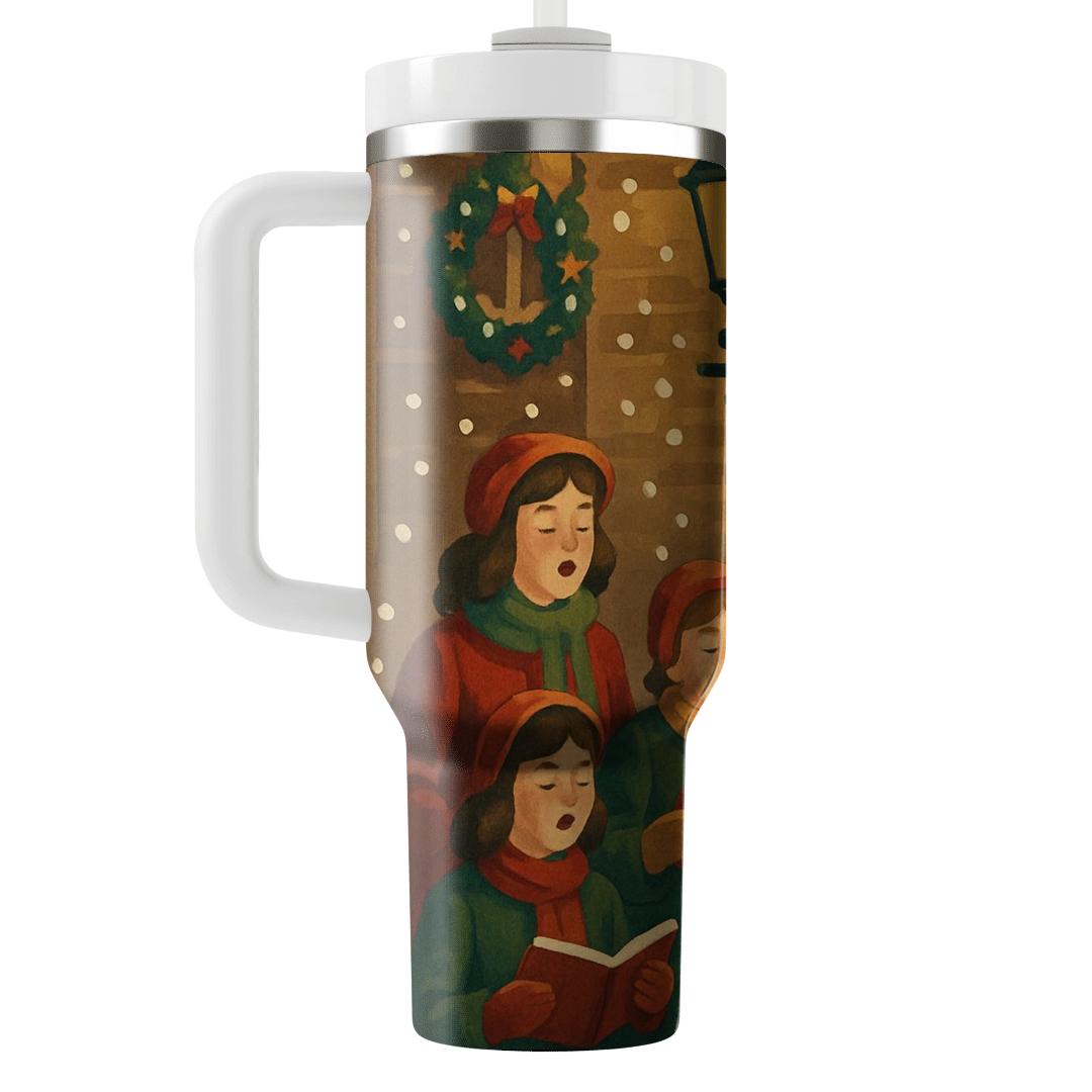 Holly Choir By Lamplight travel tumblers