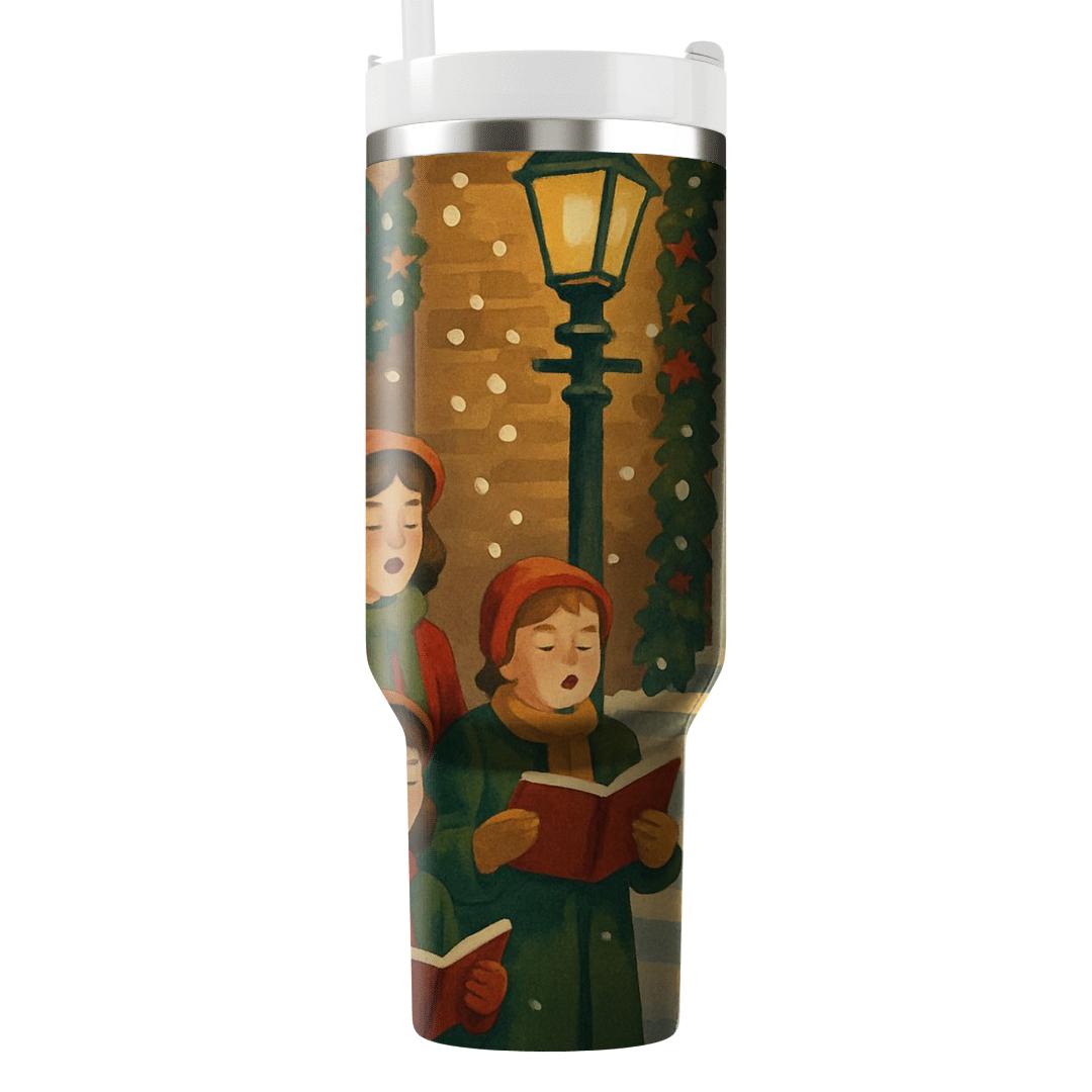 Holly Choir By Lamplight travel tumblers
