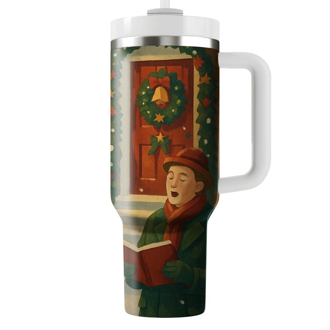 Holly Choir By Lamplight travel tumblers