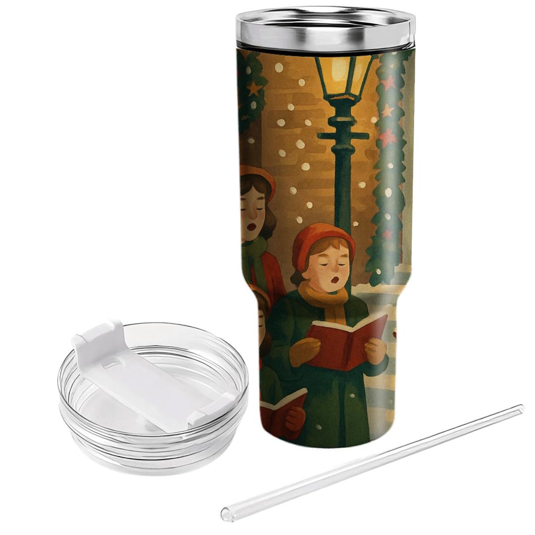 Holly Choir By Lamplight travel tumblers