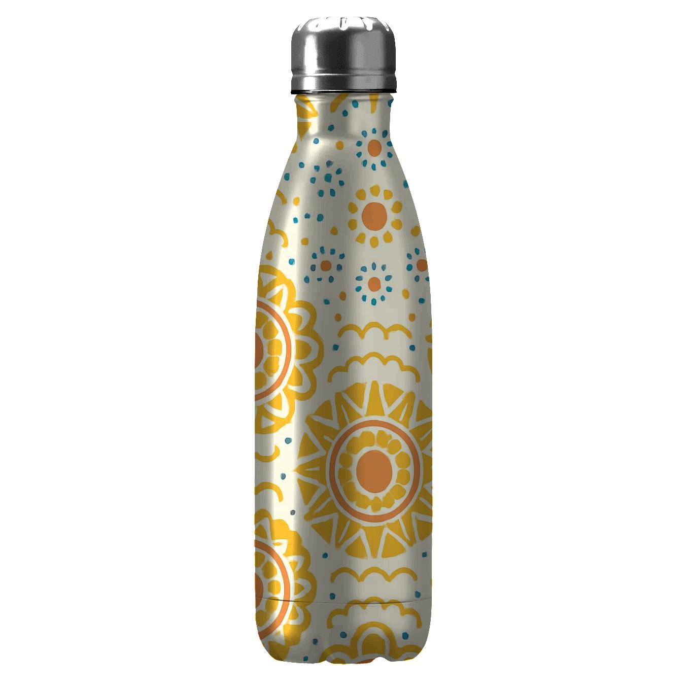 Citrus Sunburst Tessellation With Dot Mandalas custom water bottles