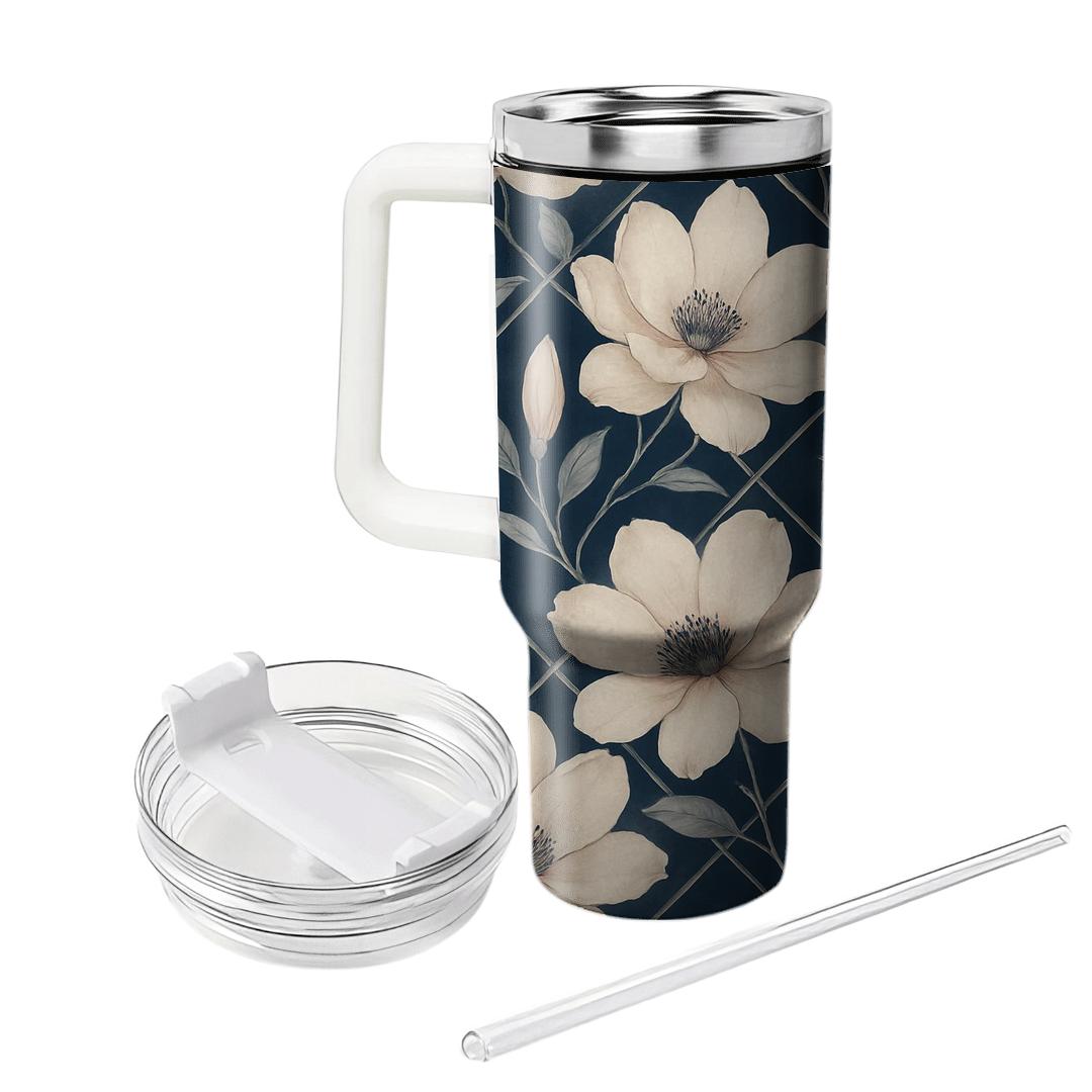 Moonlit Magnolia Lattice travel tumblers