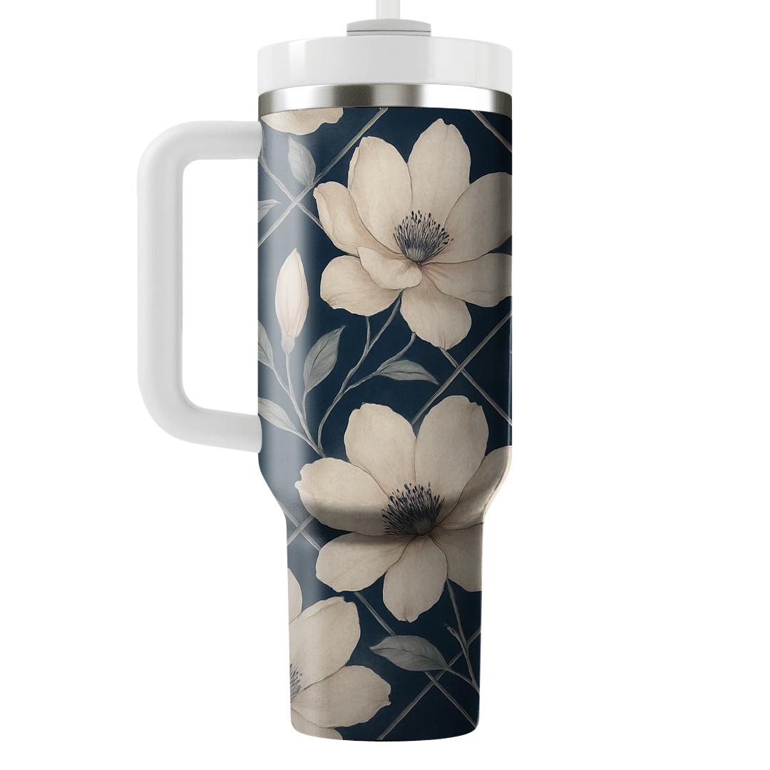 Moonlit Magnolia Lattice travel tumblers