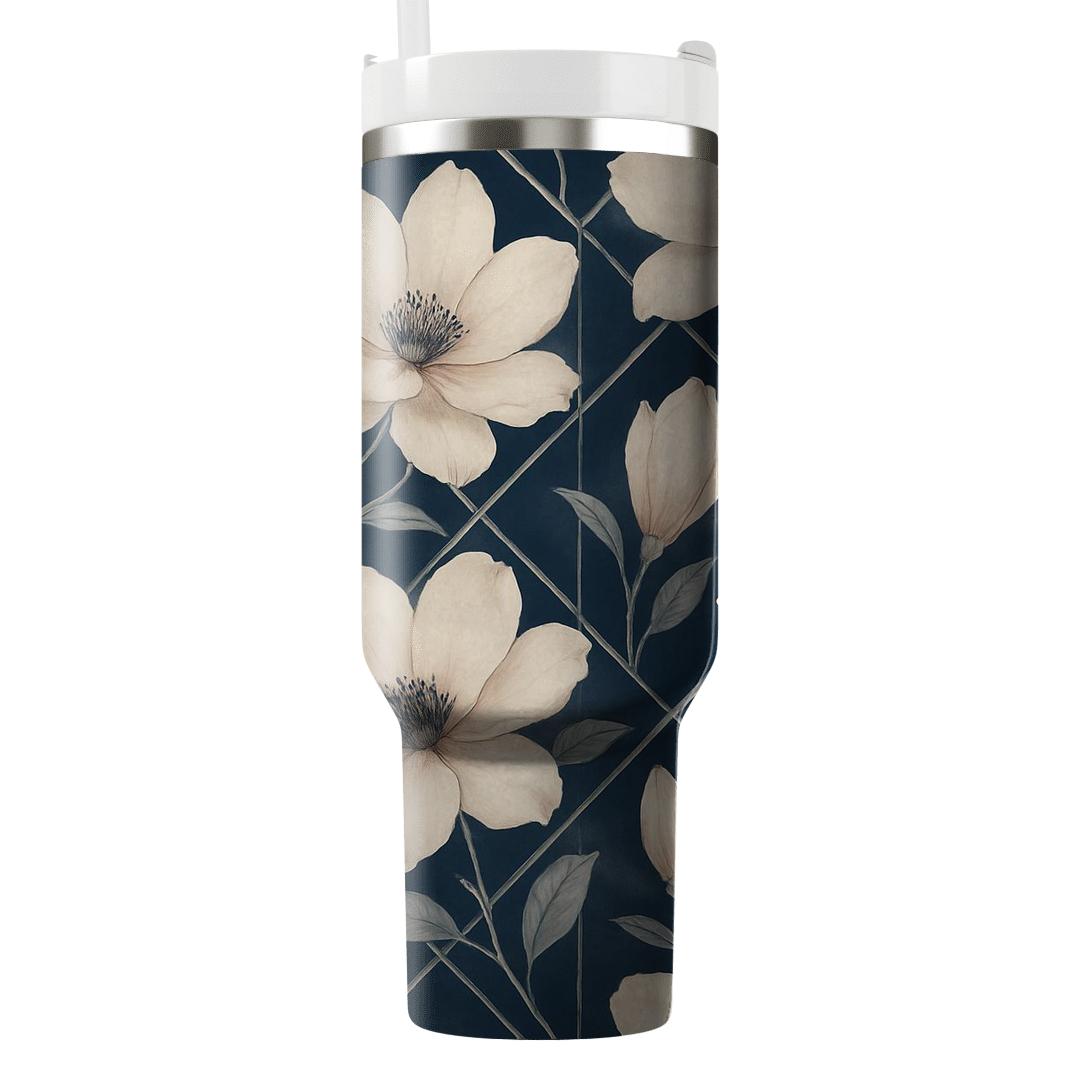 Moonlit Magnolia Lattice travel tumblers