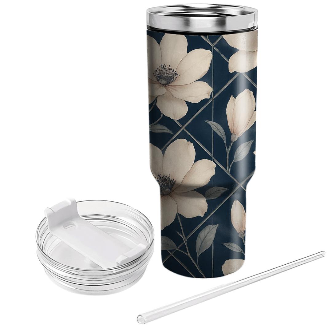 Moonlit Magnolia Lattice travel tumblers