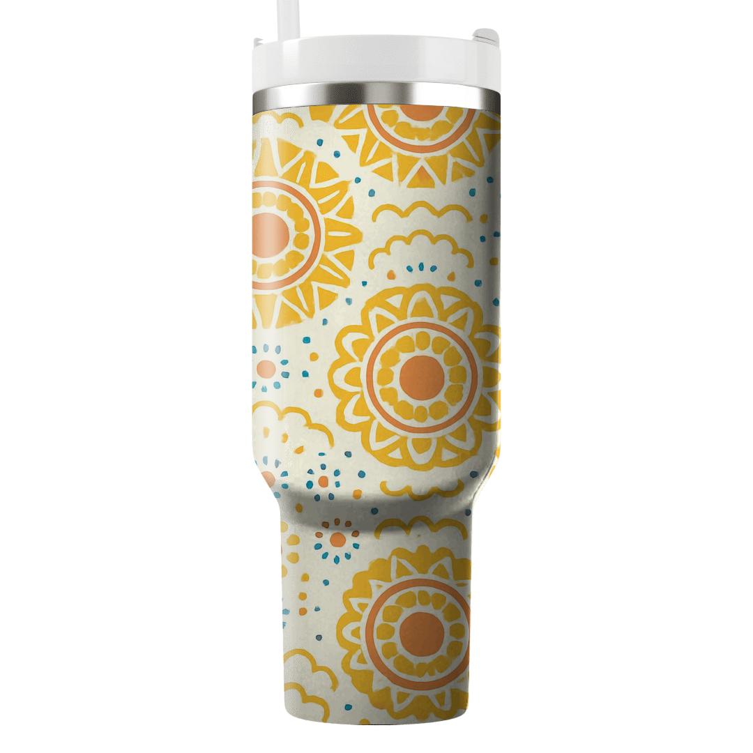 Citrus Sunburst Tessellation With Dot Mandalas personalized tumblers