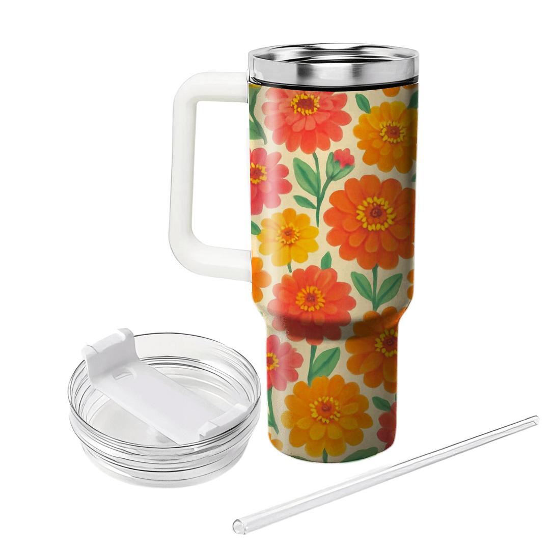 Solar Zinnia Confetti Meadow travel tumblers