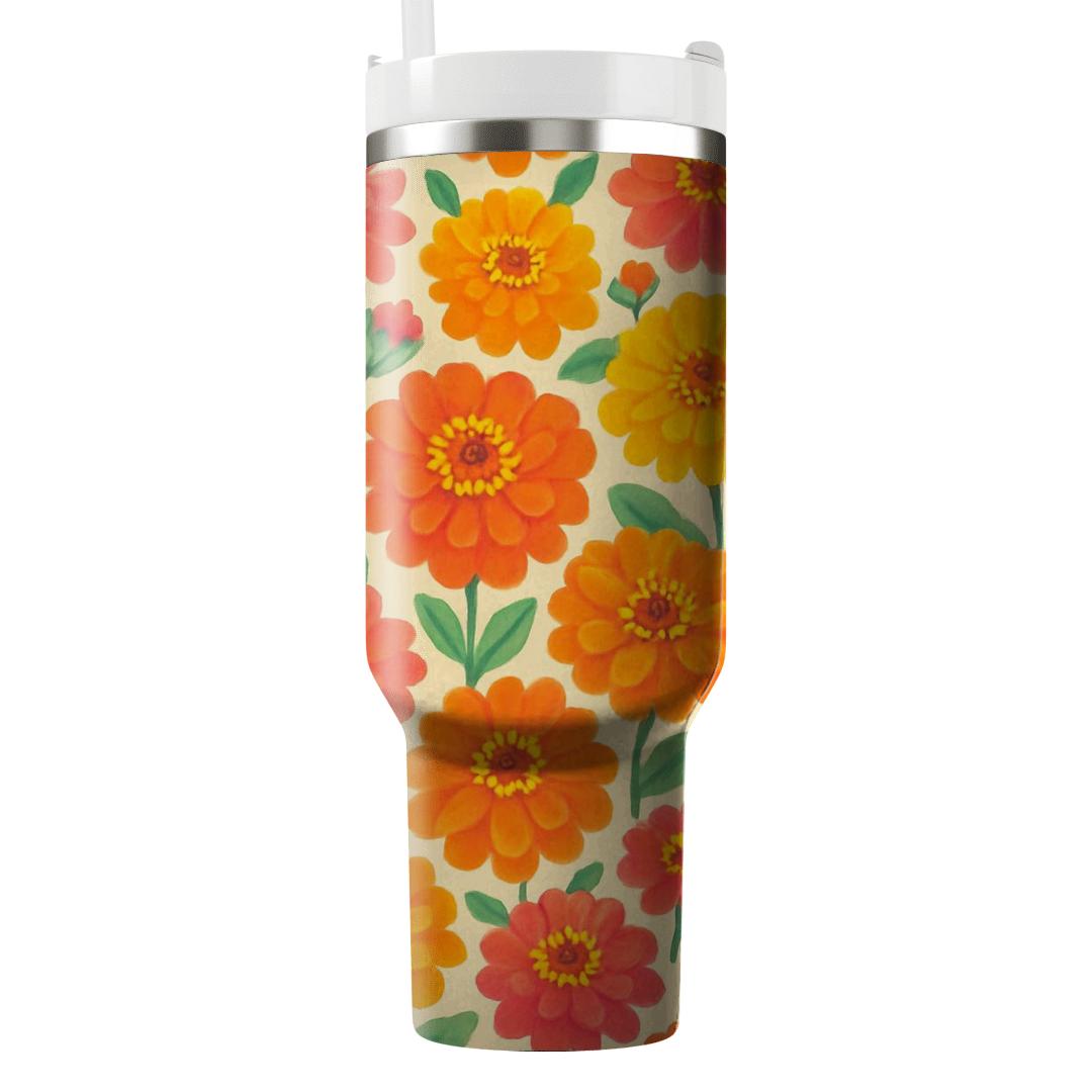 Solar Zinnia Confetti Meadow travel tumblers