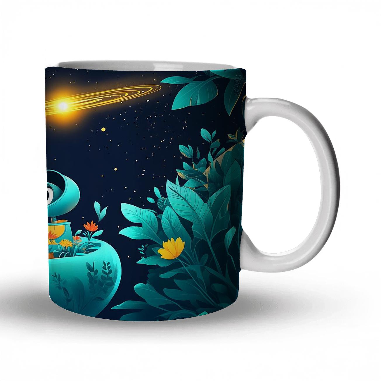 WALL E And EVE Comet Garden Picnic Disney Inspired personalized mugs