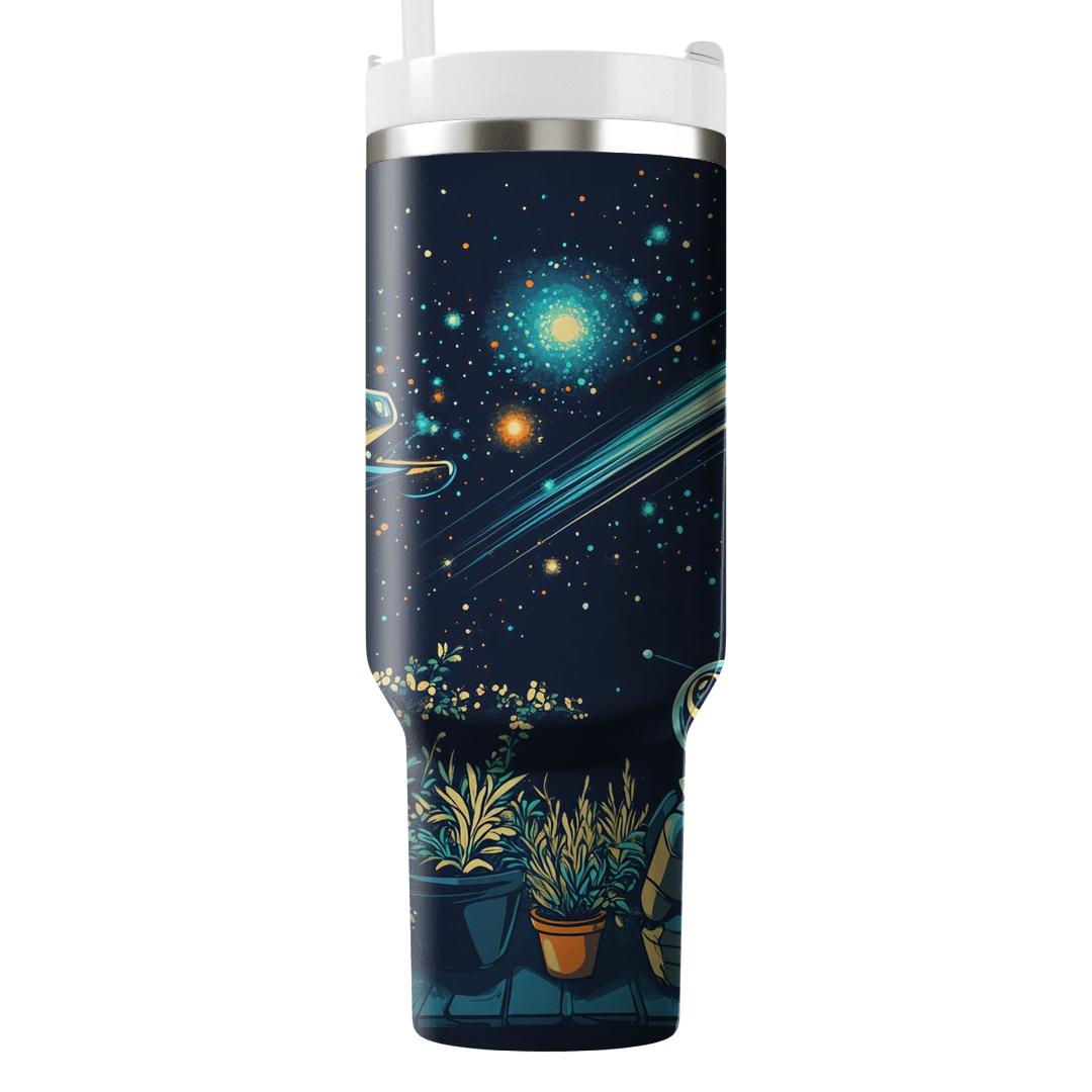 Wall E And EVE Meteor Shower Garden Watch tumblers with lids