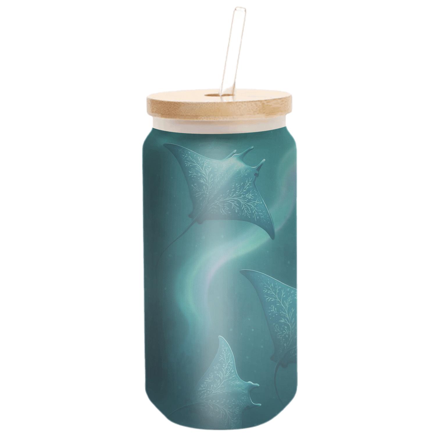 Aurora Reef Manta Rays artisan blown glass drinkware