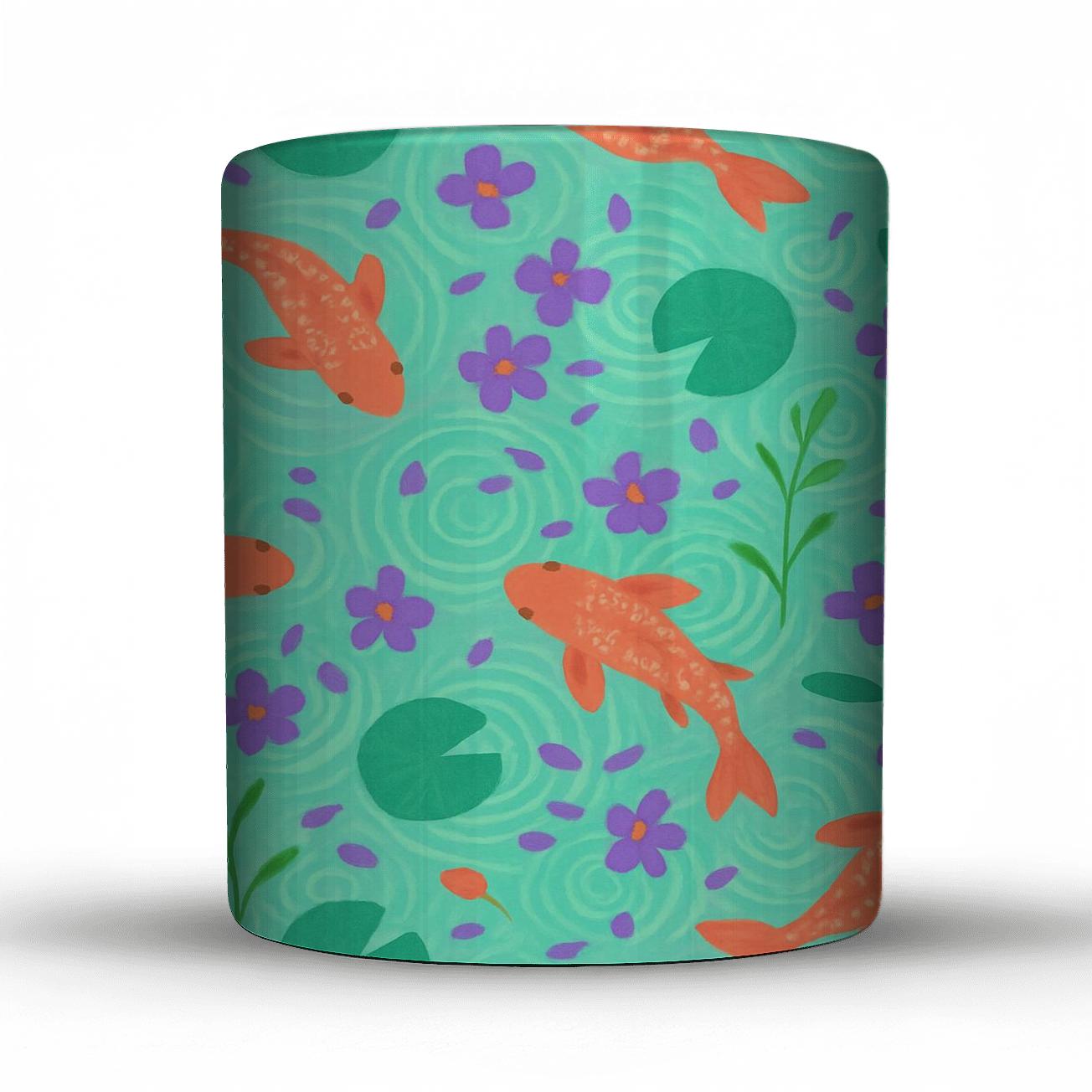 Spring Rain Garden Koi Parade novelty coffee mugs