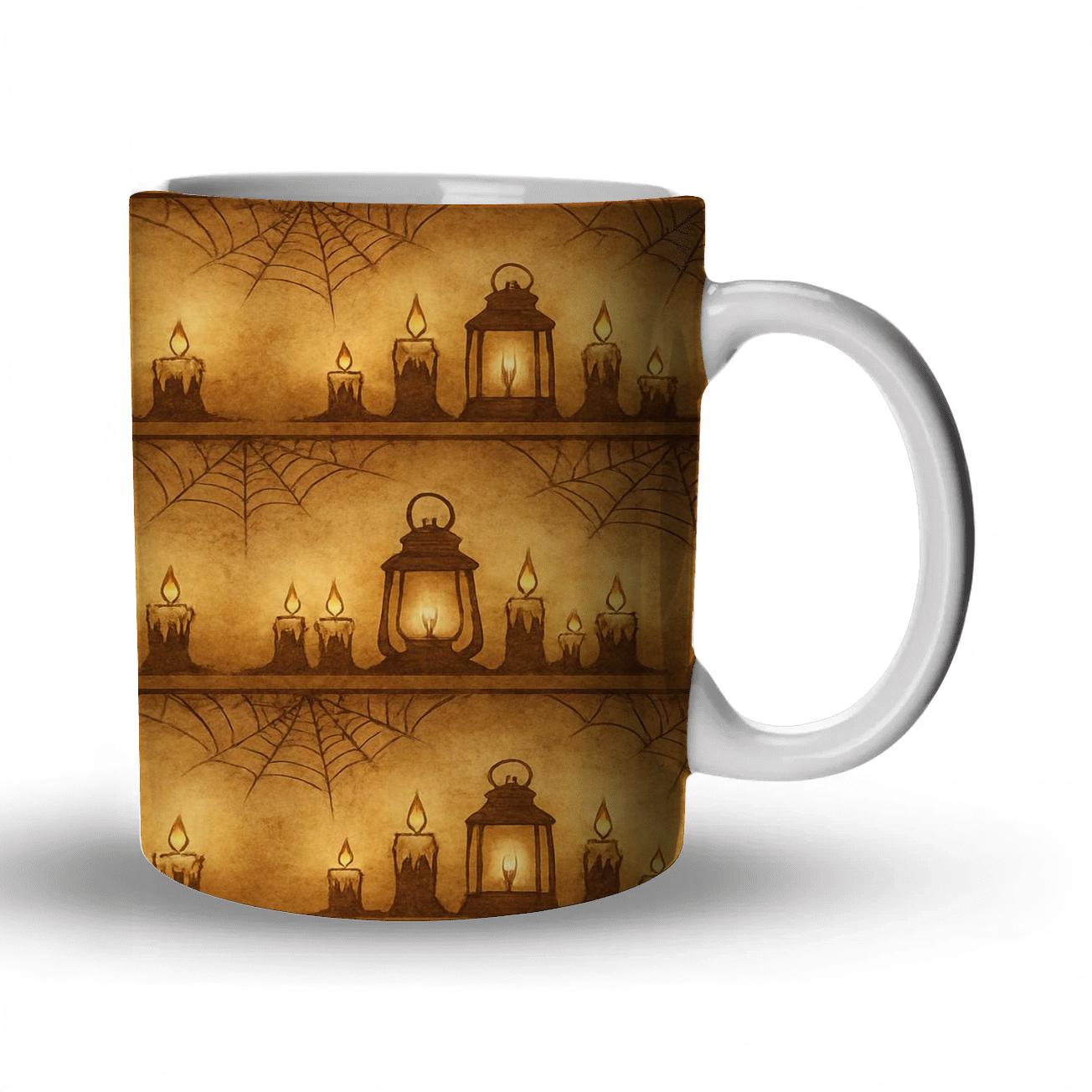 Sepia Lantern And Cobweb Horizon Bands decorative mug sets
