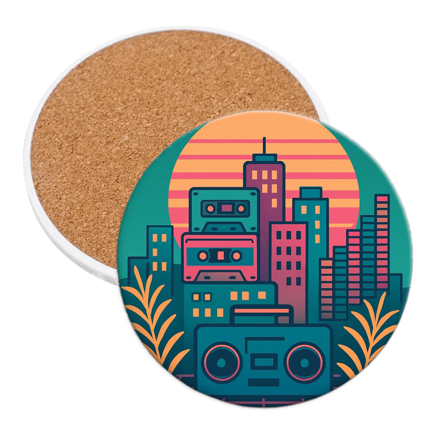 Cassette Skyline Groove cork coaster sets