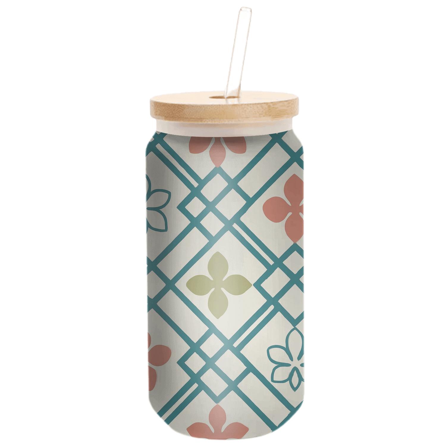 Interlocking Orchid Lattice Grid artisan blown glass drinkware