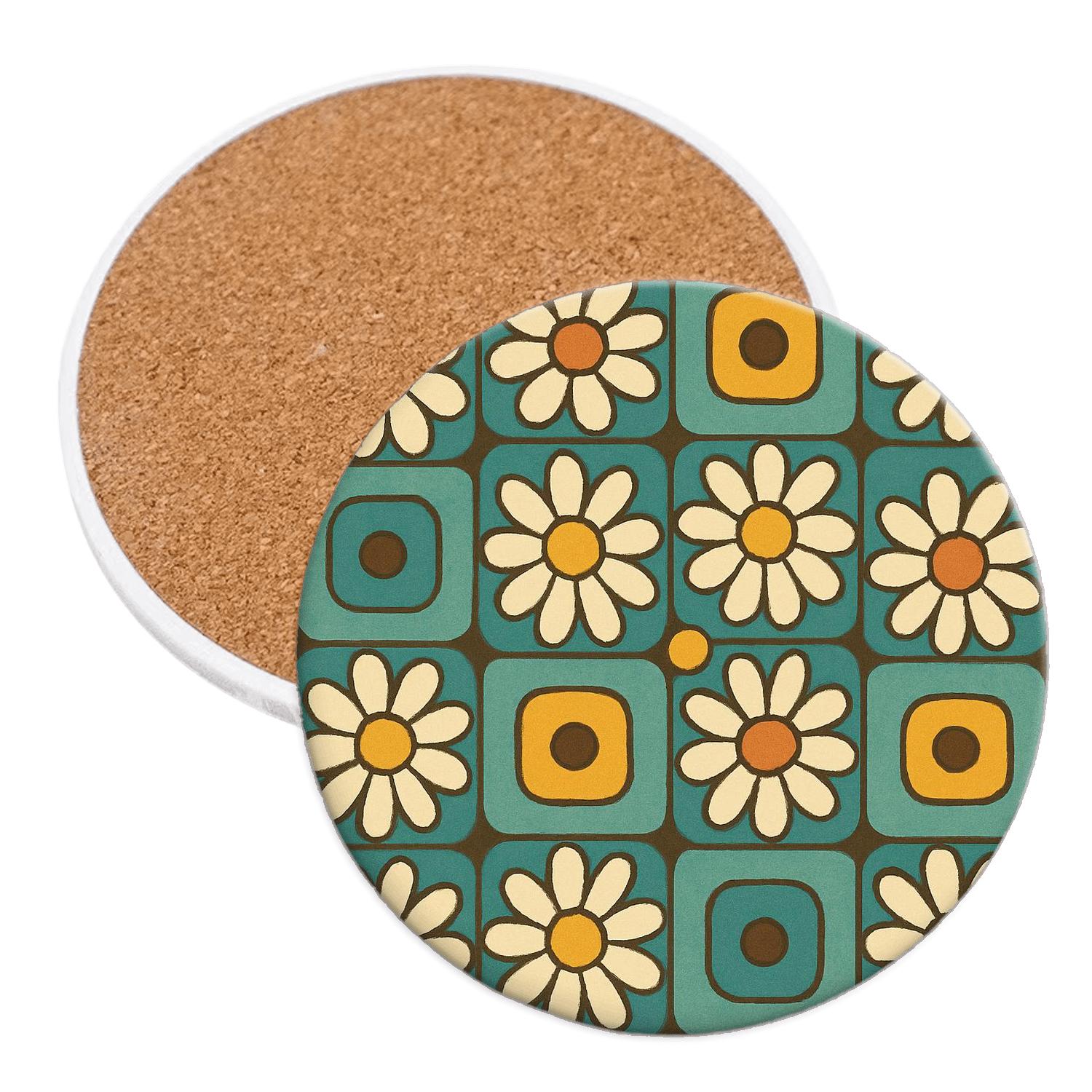 Groovy Kitchen Tile Blossoms elegant tabletop coasters