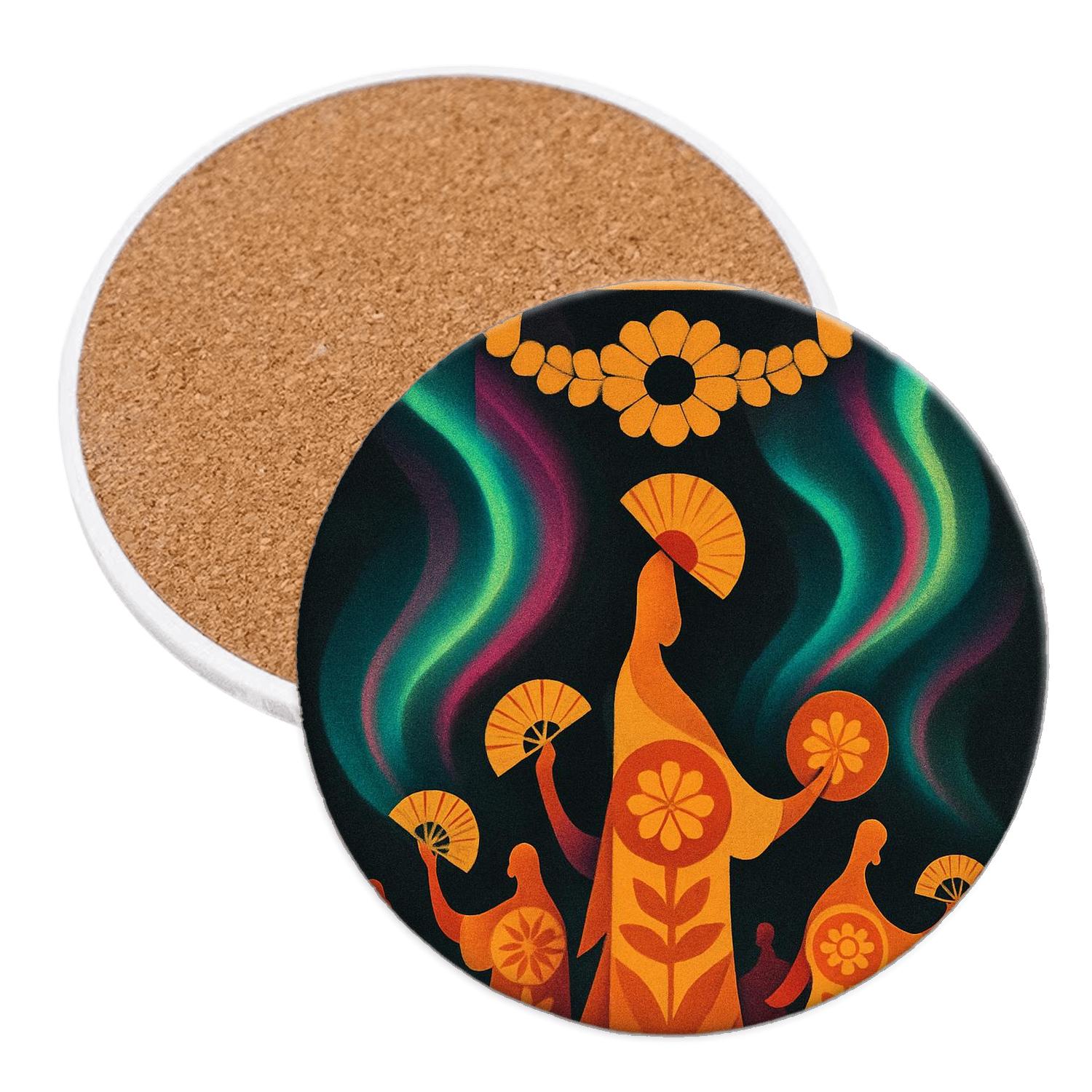 Aurora Ancestor Parade For Obon And Day Of The Dead personalized drink coasters