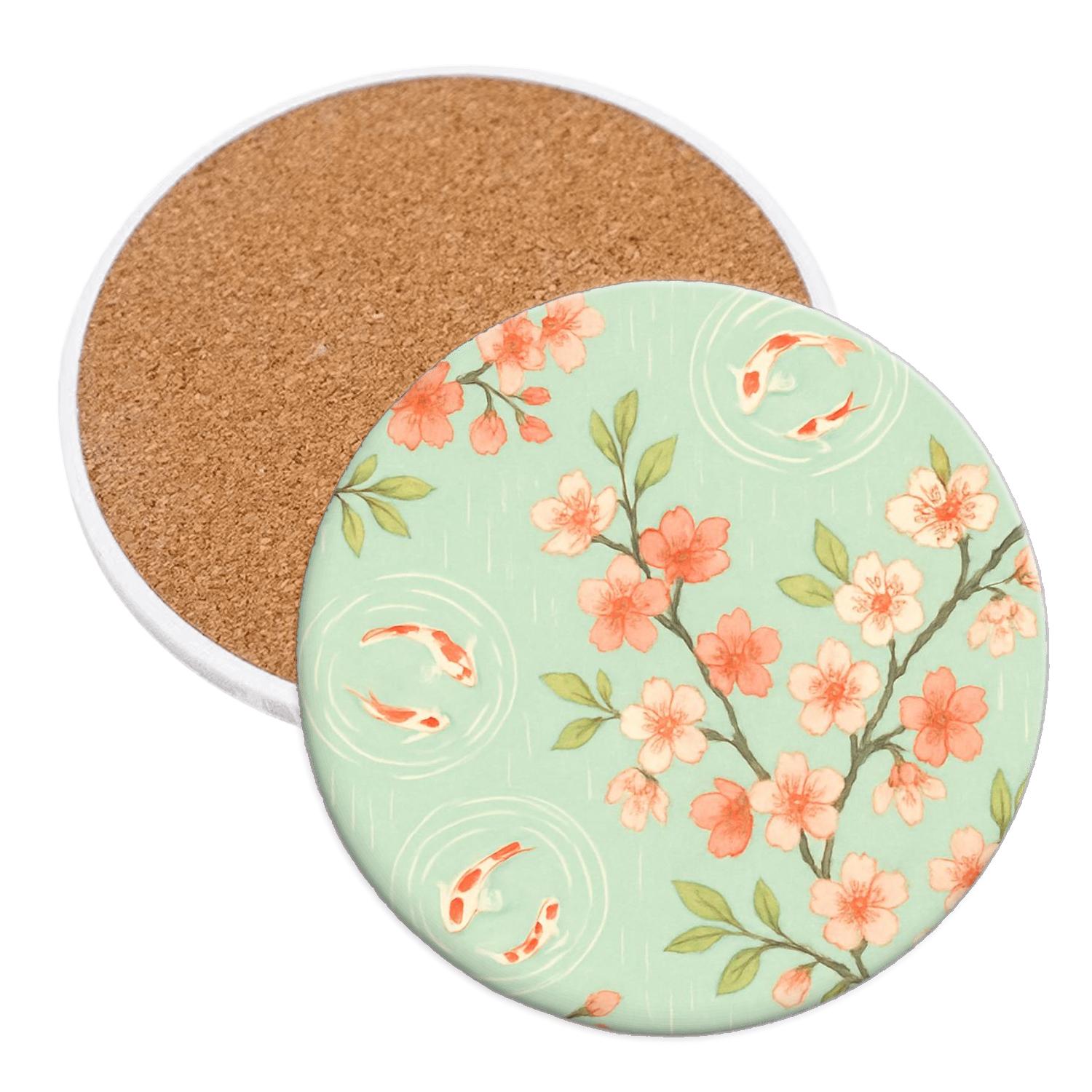 Spring Rain Botanicals And Koi Ripple Garden elegant tabletop coasters