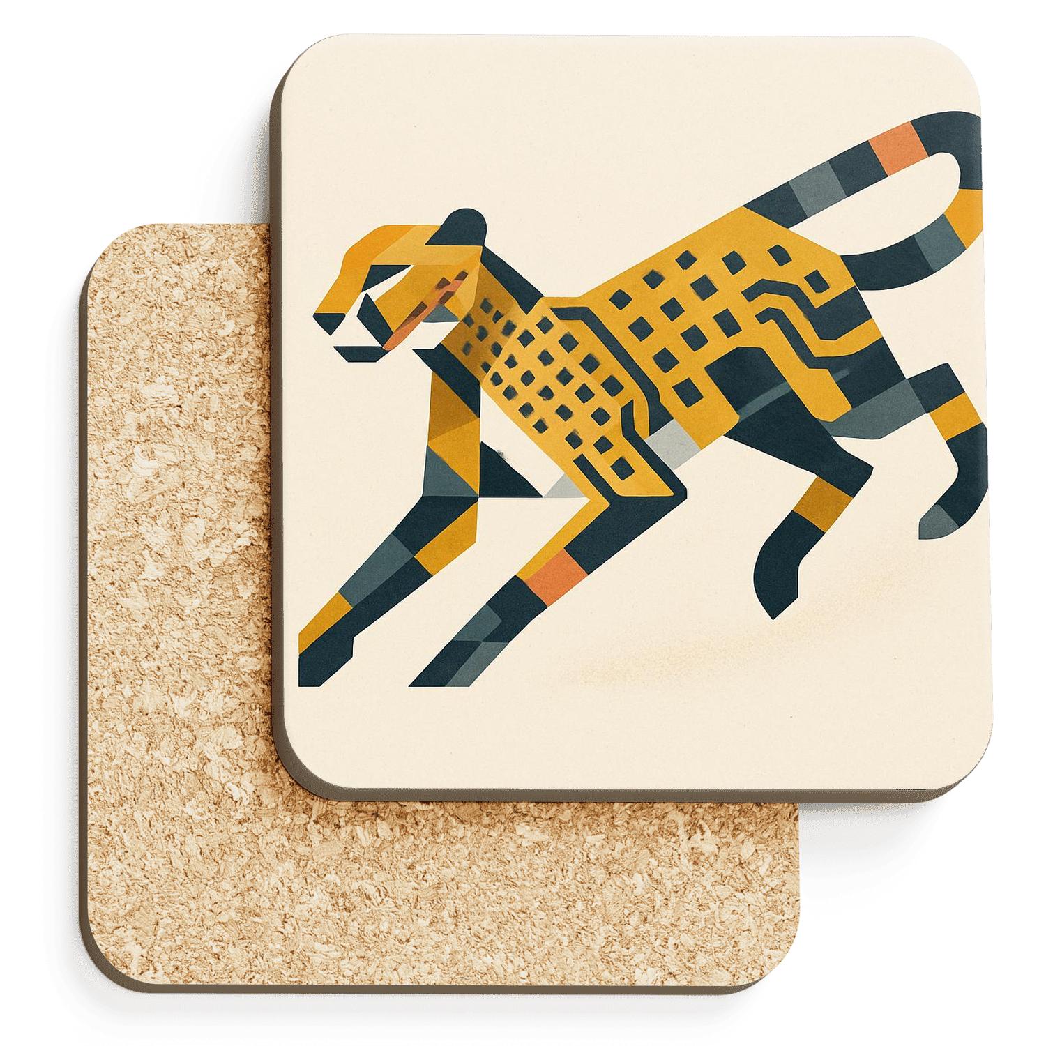 Savanna Circuit Cheetah Mosaic personalized drink coasters