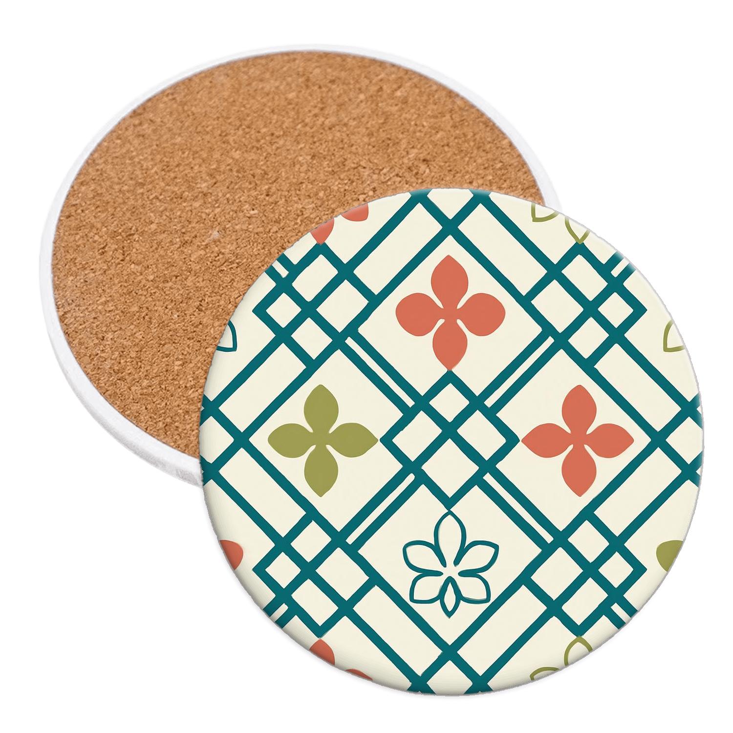 Interlocking Orchid Lattice Grid absorbent drink coasters