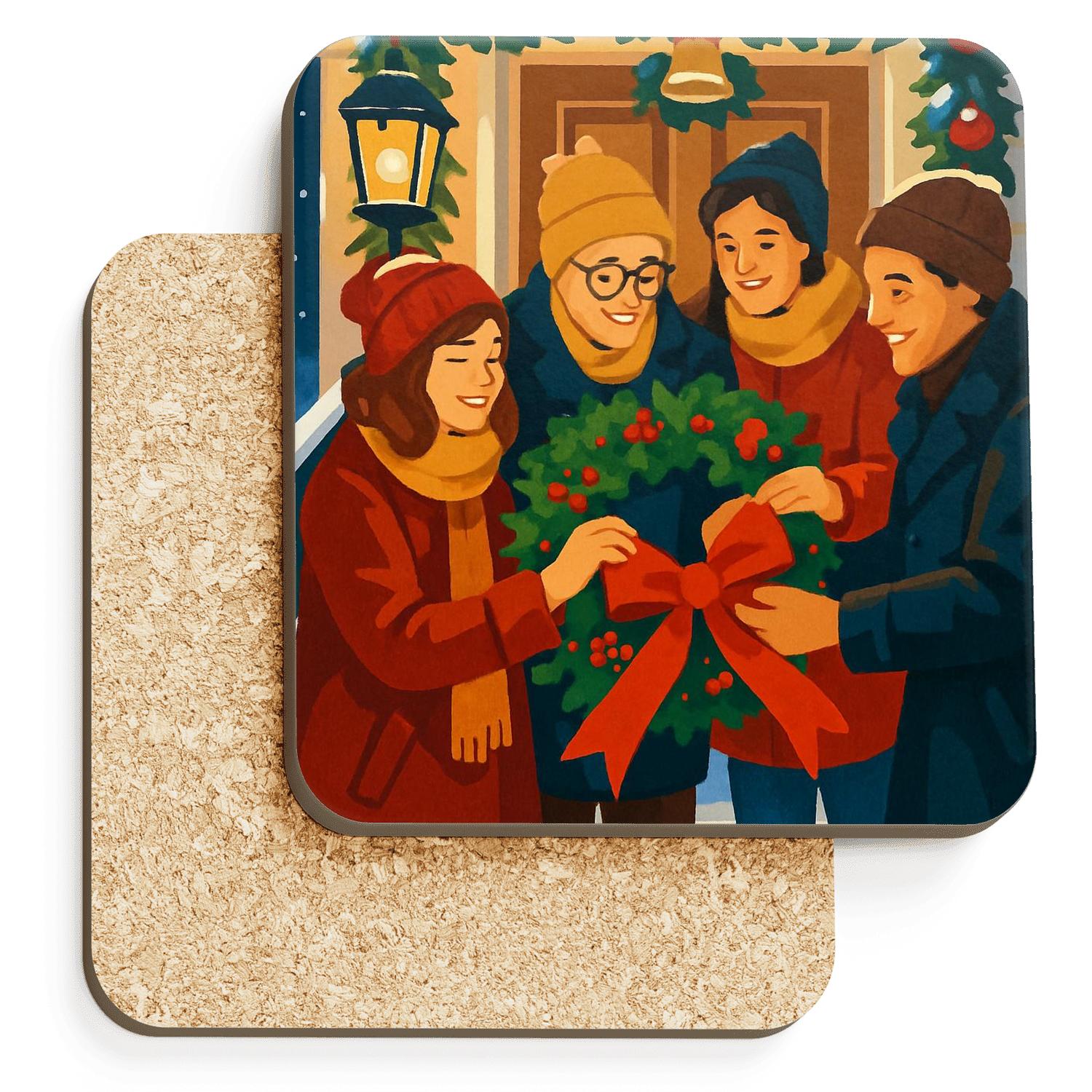 Holly Ribbon Reunion coasters for home decor