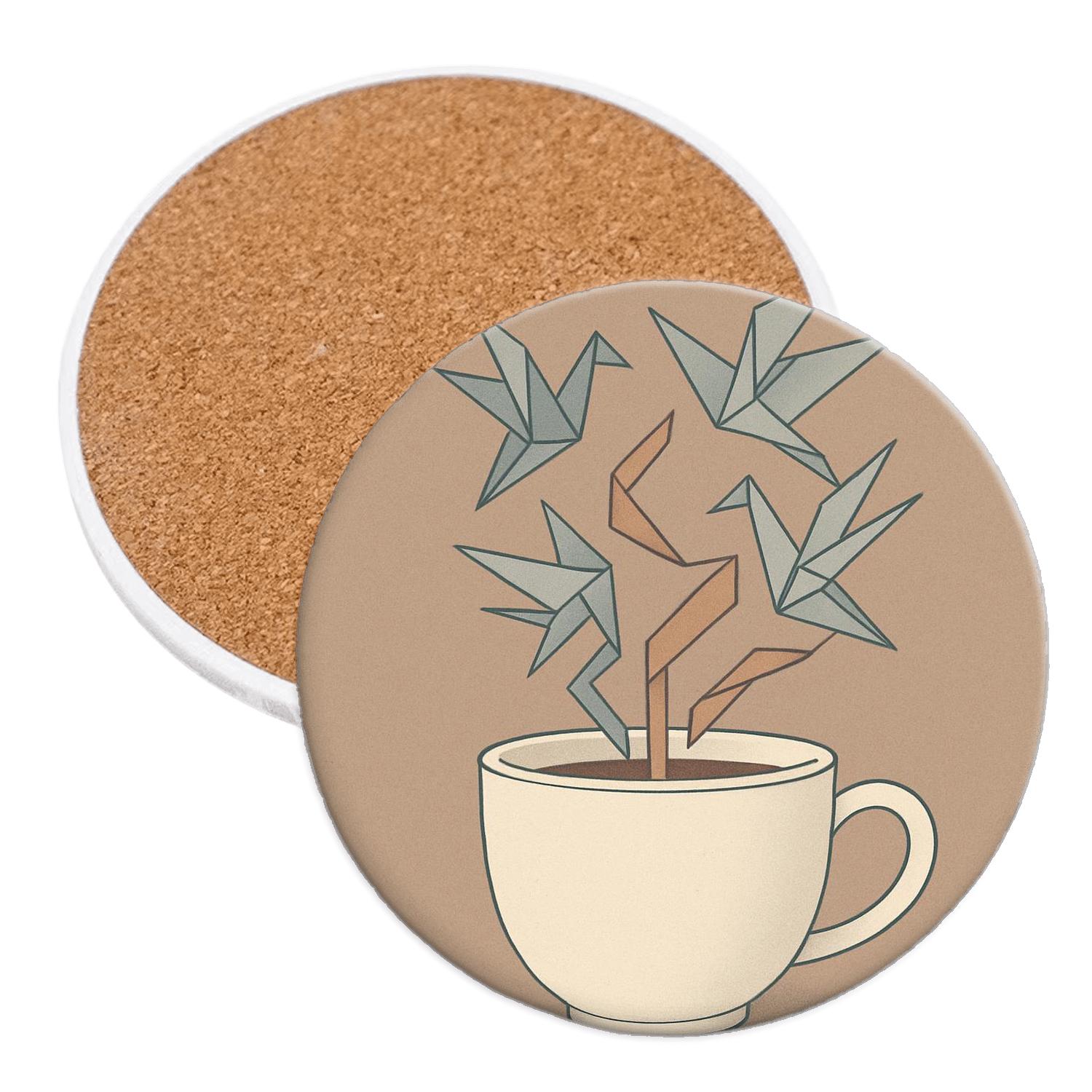 Origami Steam Over A Ceramic Cup decorative beverage coasters
