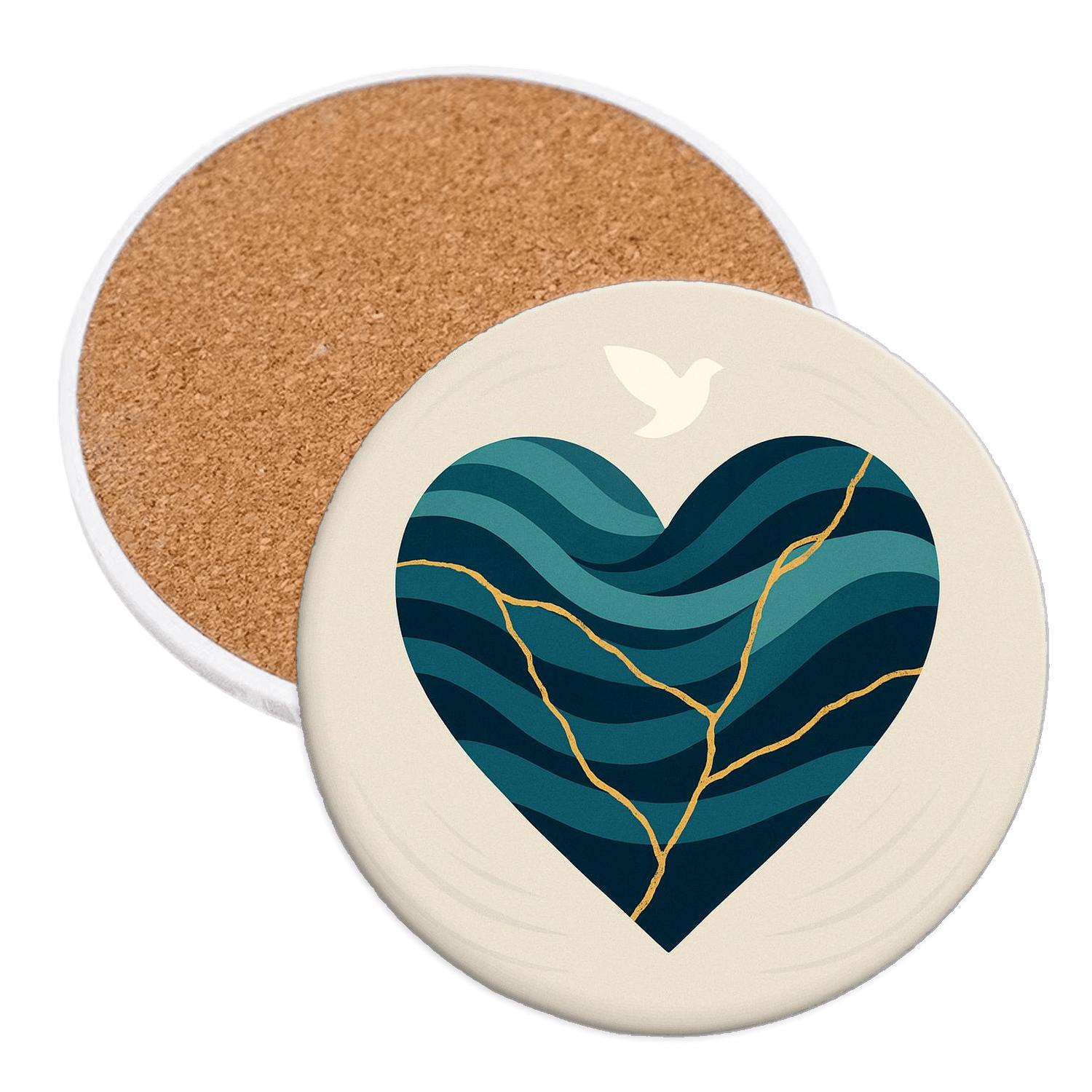 River Of Mercy Kintsugi Heart stone coaster collections
