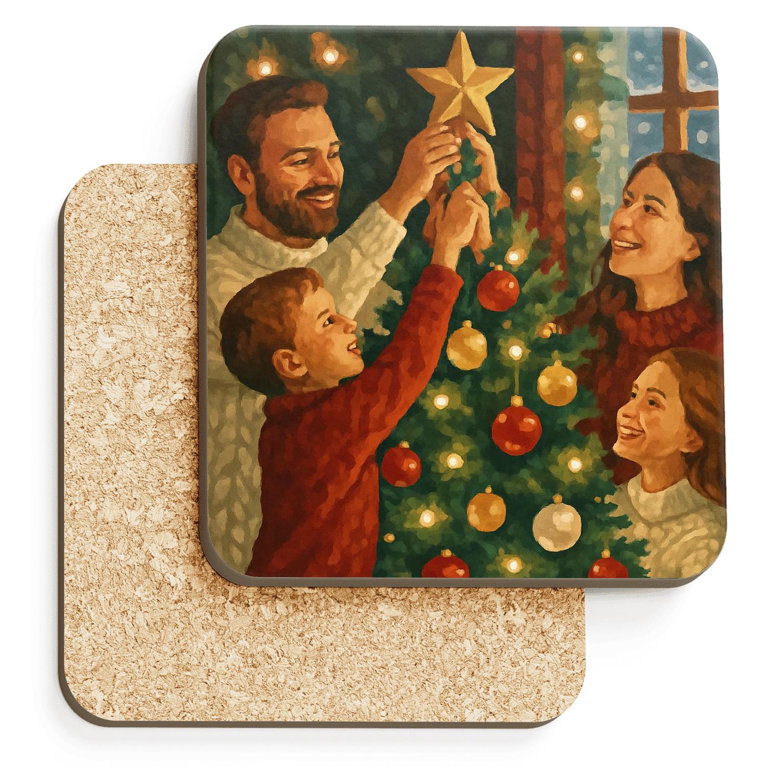 Star Crown Tree Trimming personalized drink coasters