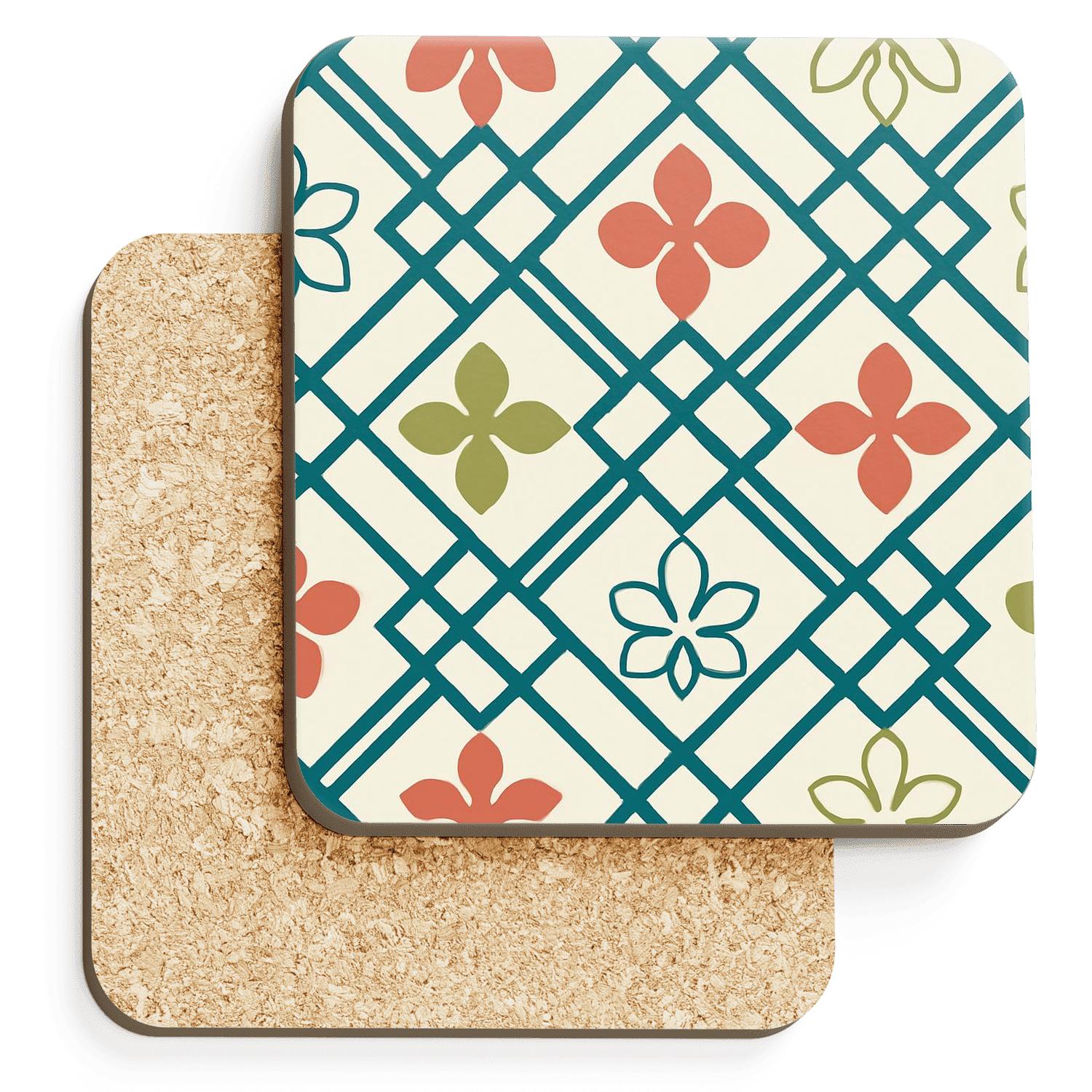 Interlocking Orchid Lattice Grid elegant tabletop coasters