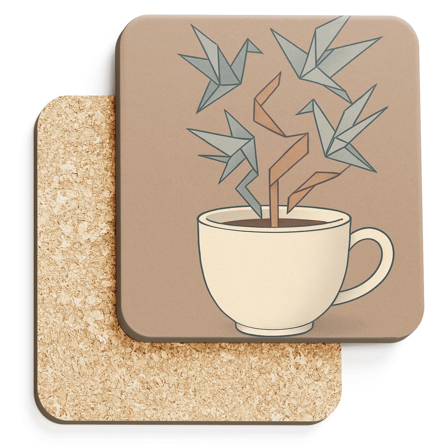 Origami Steam Over A Ceramic Cup personalized drink coasters