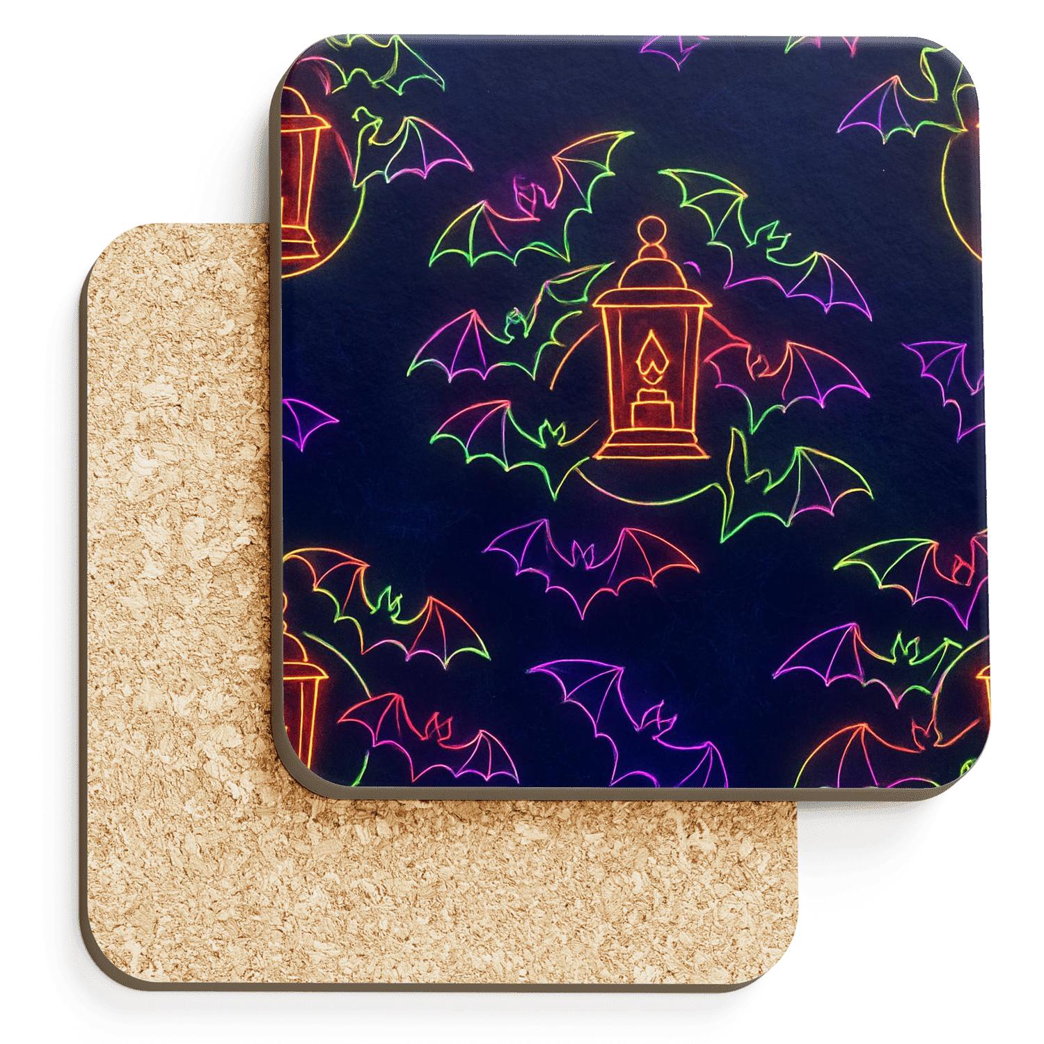 Neon Lantern And Bat Carousel Scatter stone coaster collections