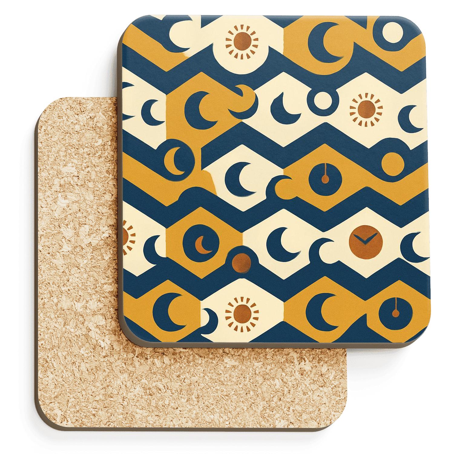 Sun Dial Chevrons And Crescent Motifs elegant tabletop coasters