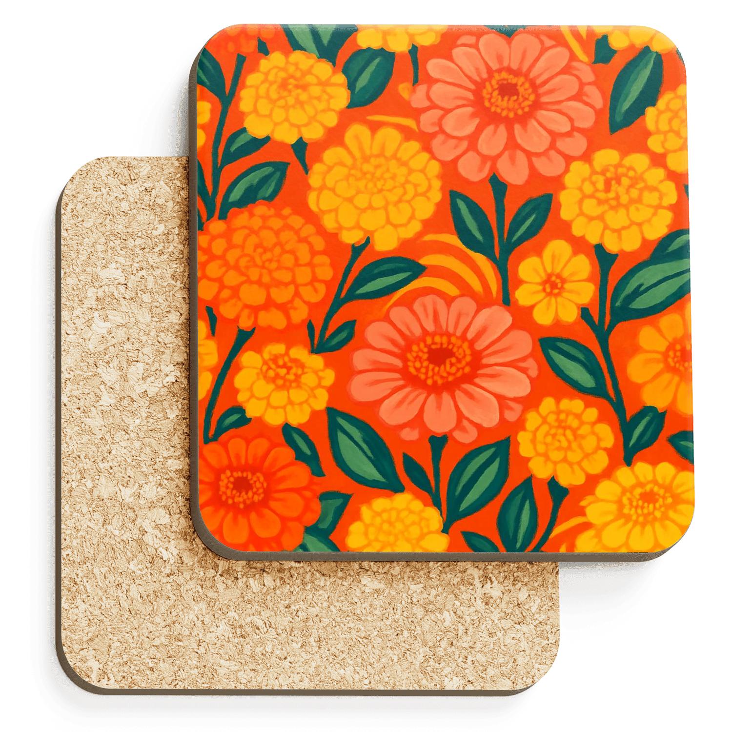 Citrus Zinnia Solar Swirl absorbent drink coasters