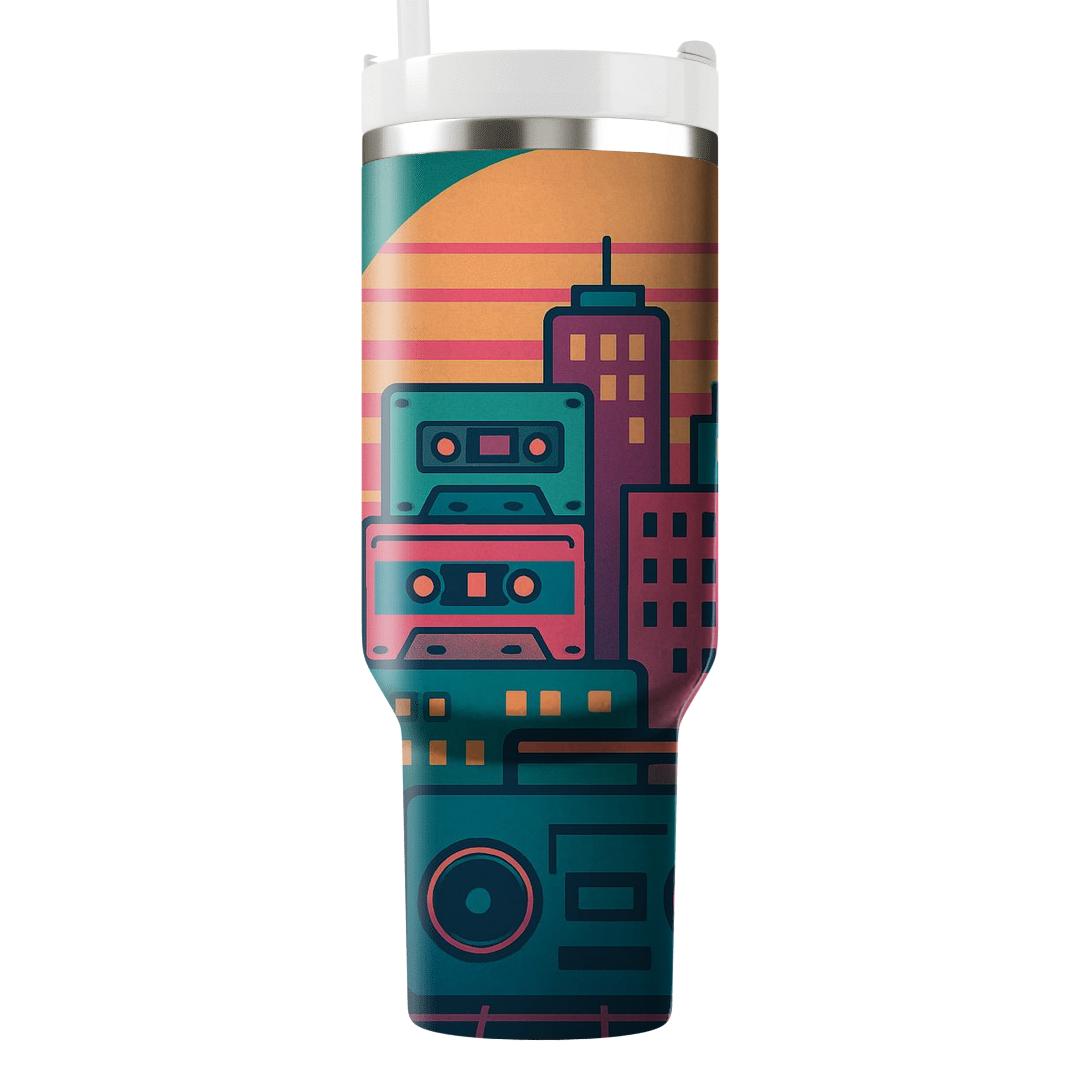 Cassette Skyline Groove tumblers with lids