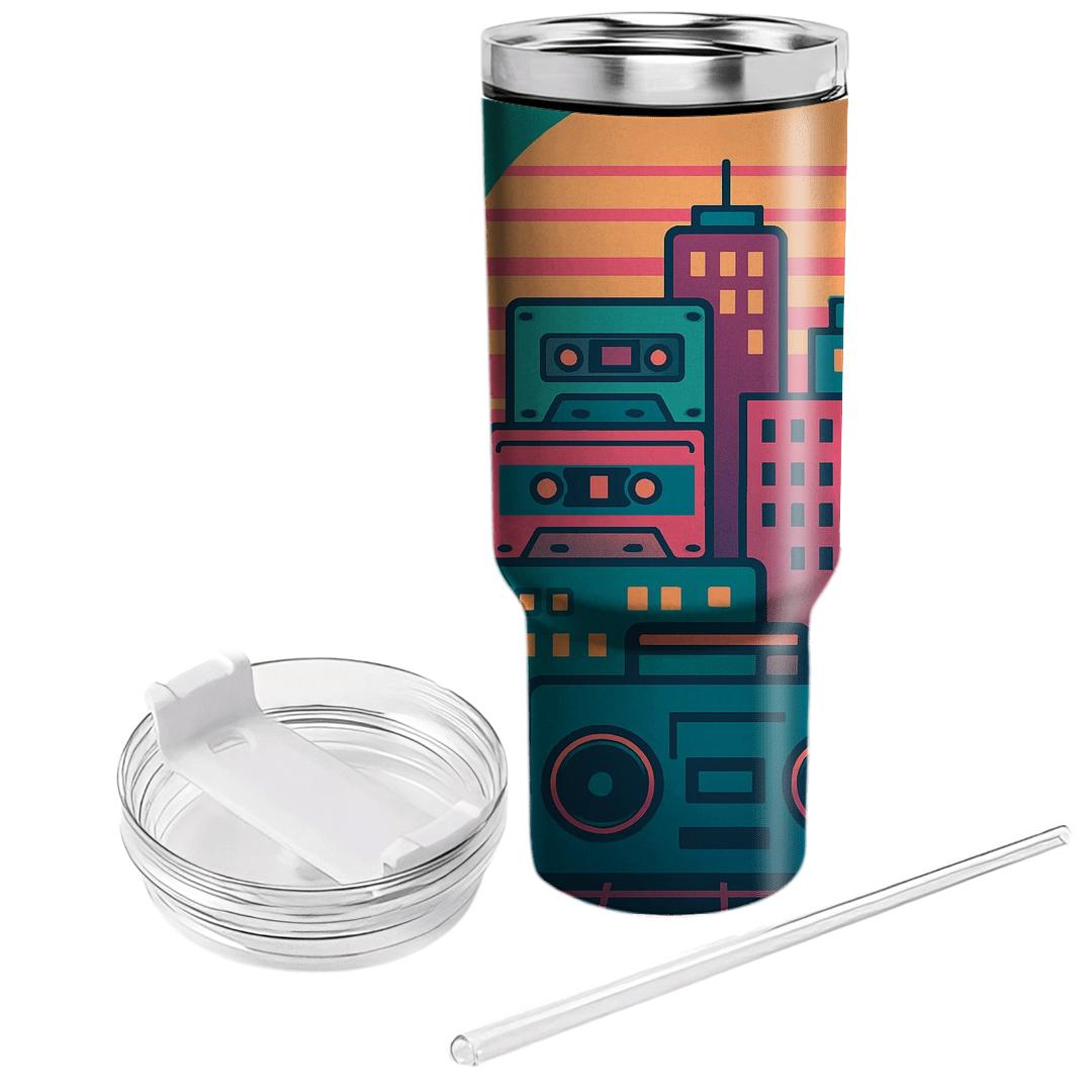 Cassette Skyline Groove tumblers with lids