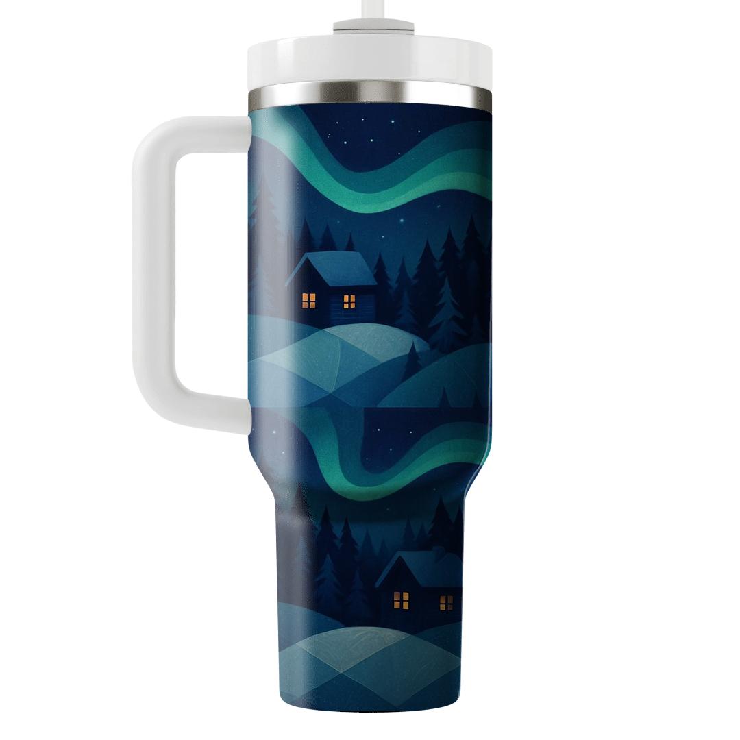 Midwinter Aurora Cabin Quilt unique tumblers