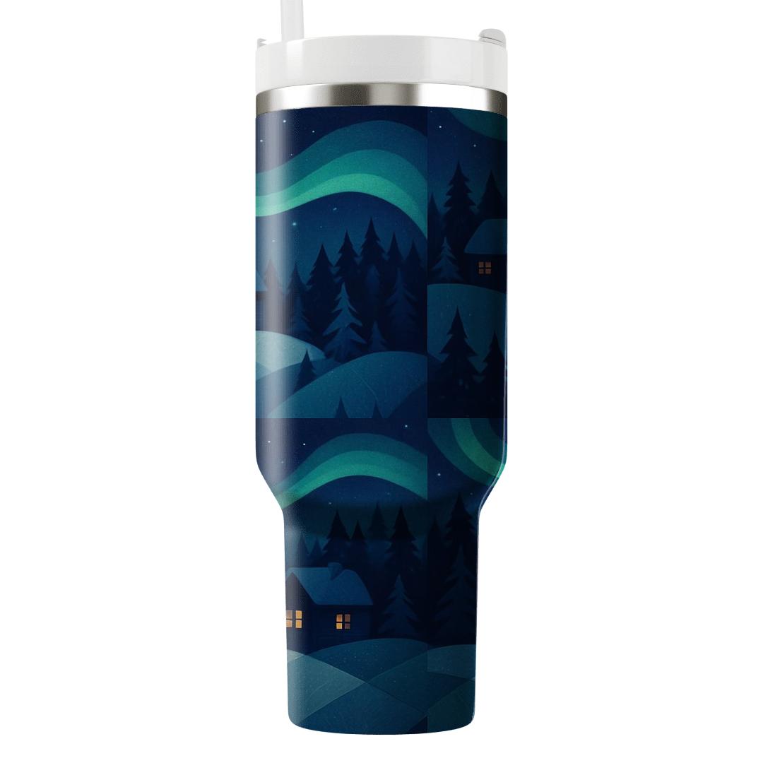 Midwinter Aurora Cabin Quilt unique tumblers