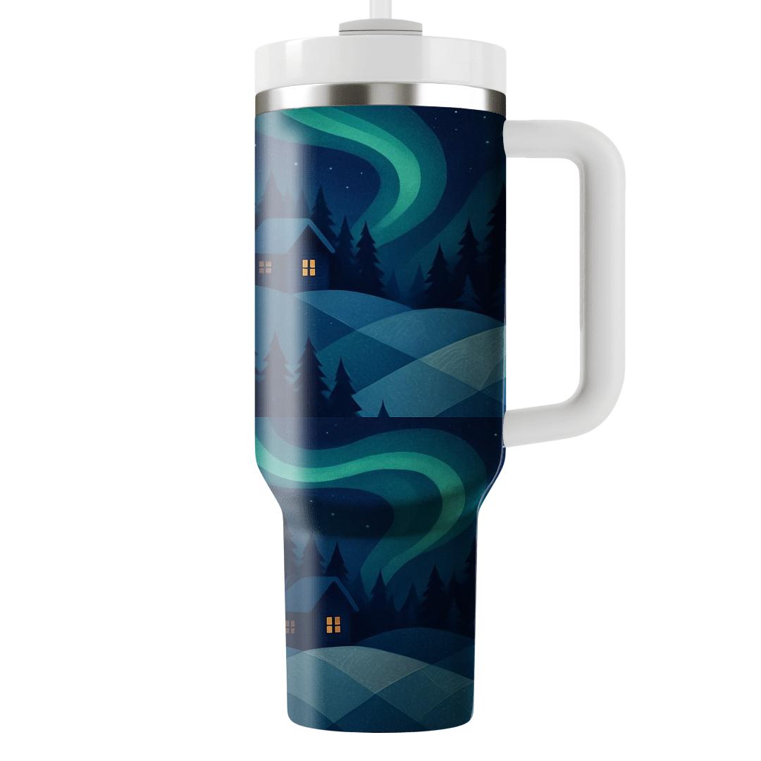 Midwinter Aurora Cabin Quilt unique tumblers