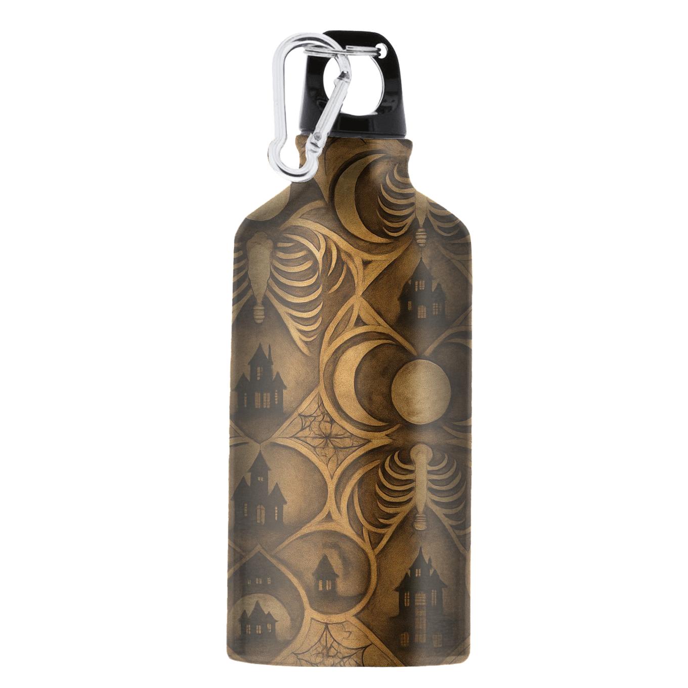 Sepia Moon Phase Parchment Collage Lattice custom sports bottles