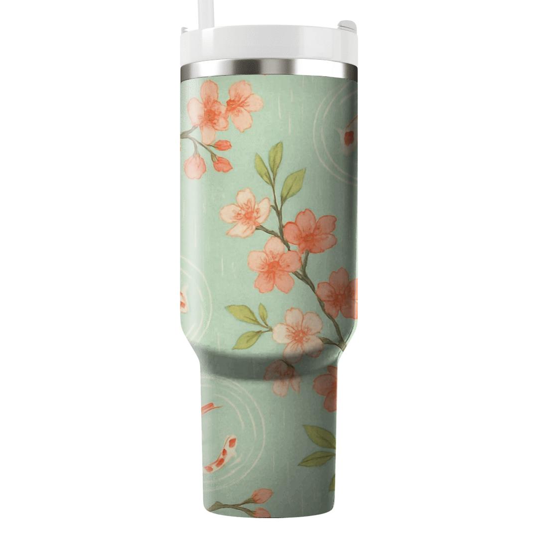 Spring Rain Botanicals And Koi Ripple Garden personalized tumblers