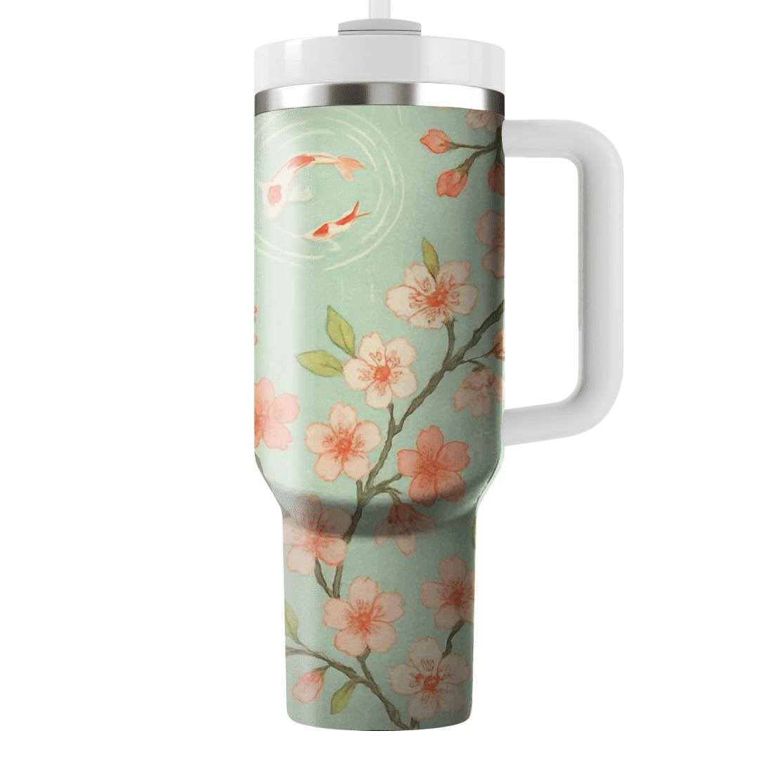 Spring Rain Botanicals And Koi Ripple Garden personalized tumblers