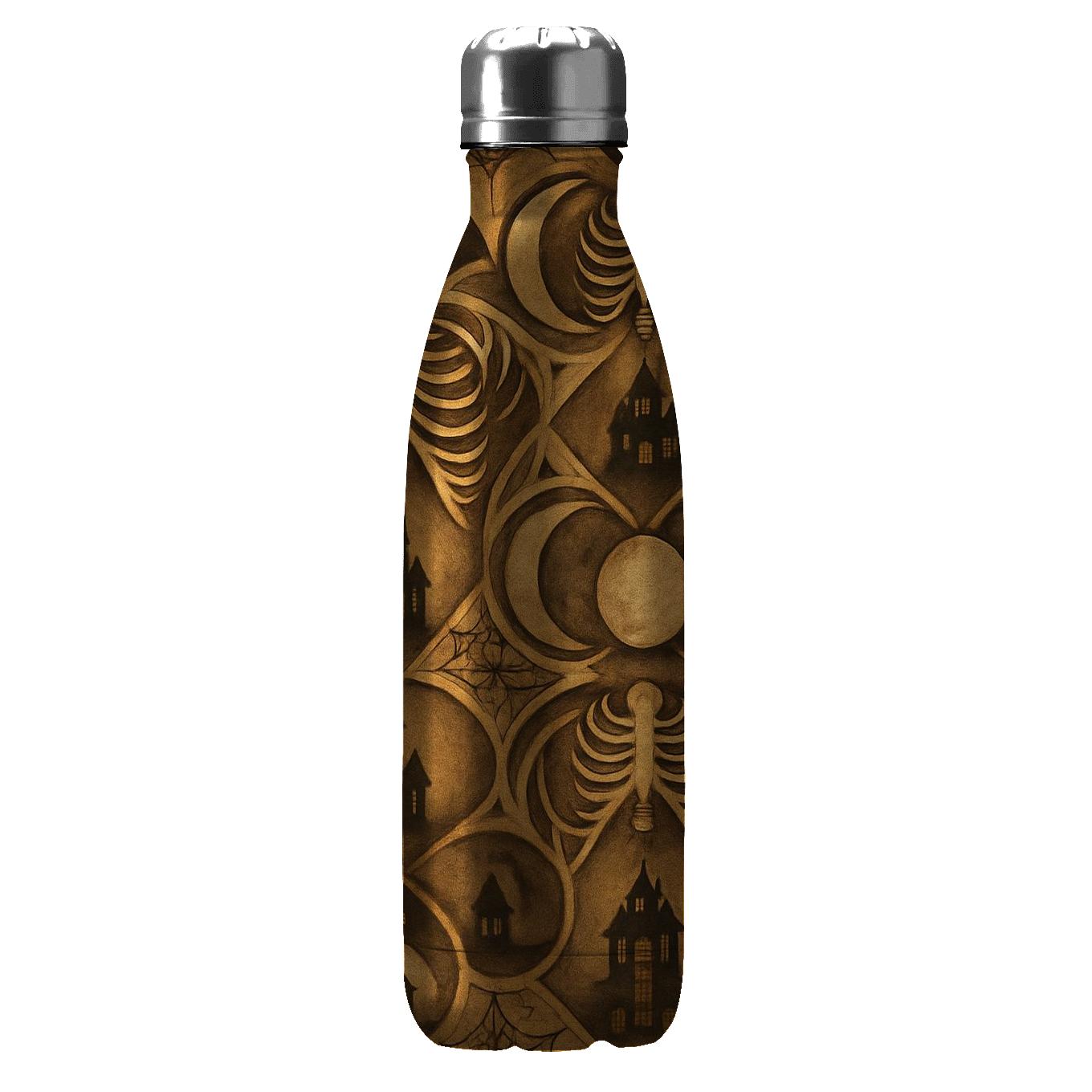Sepia Moon Phase Parchment Collage Lattice personalized water bottles