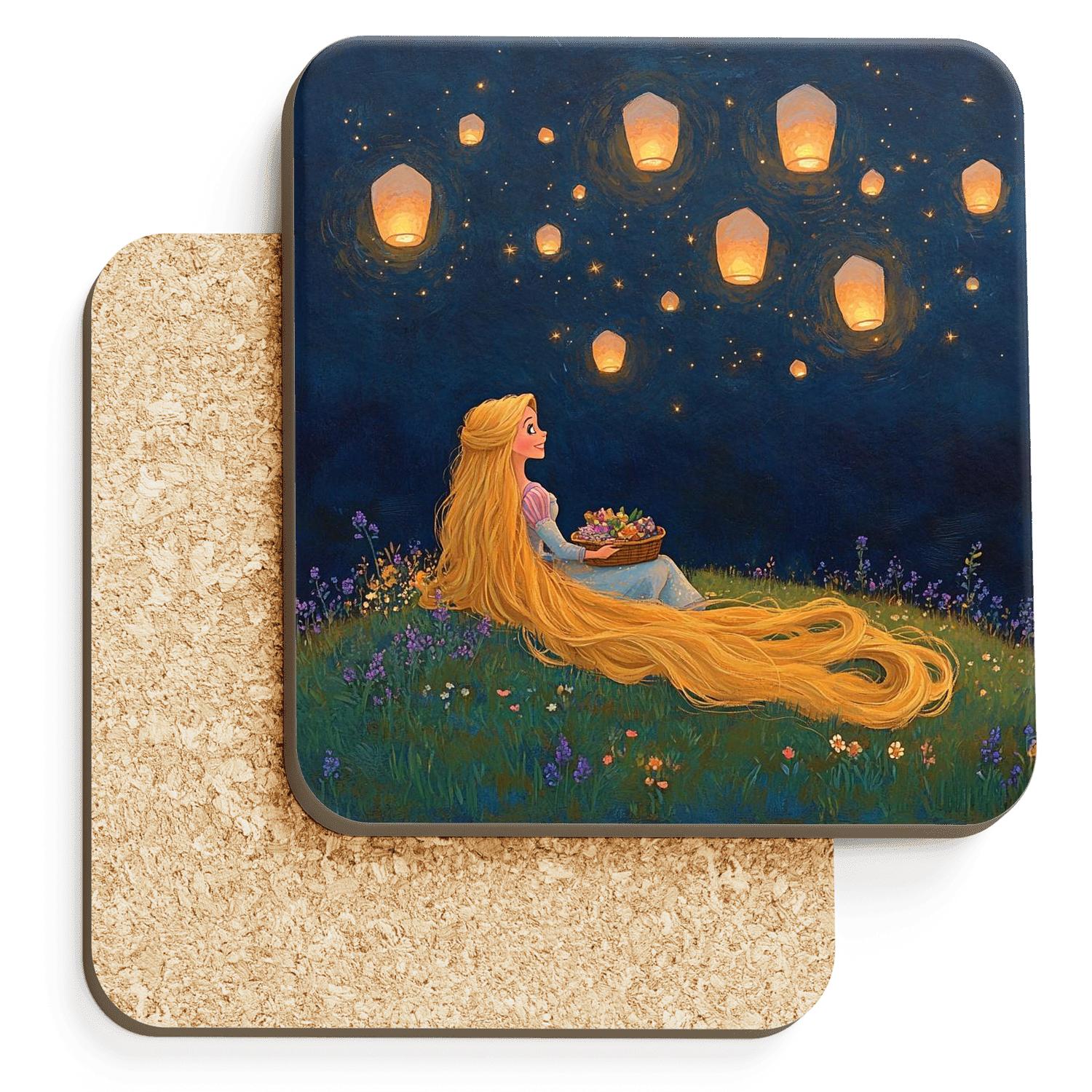 Rapunzel Stargazing Lantern Picnic Disney Inspired custom engraved coasters