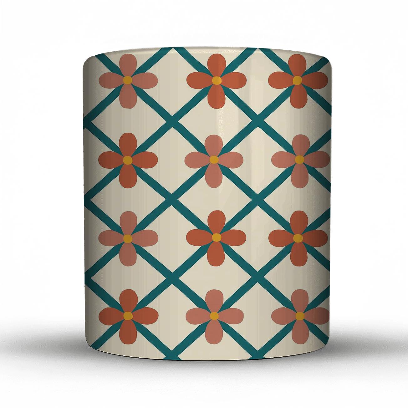 Papercut Lattice Petal Grid premium drinkware mugs
