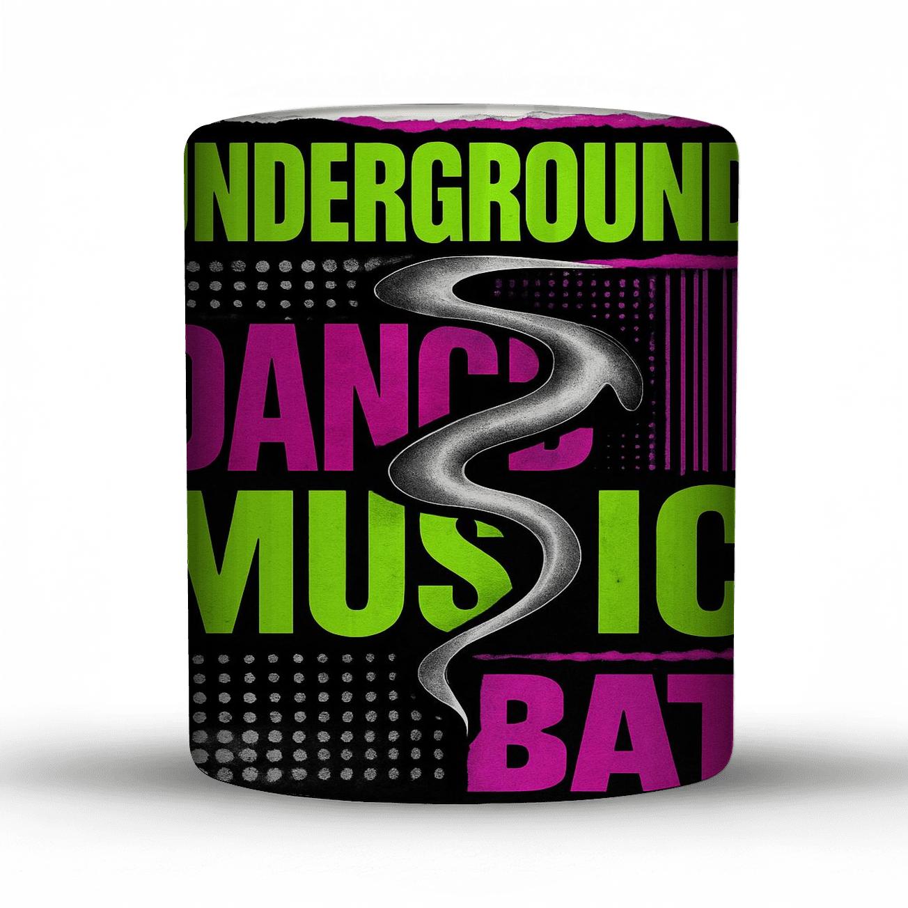 Rave Flyer Typography Collage travel mugs with handles