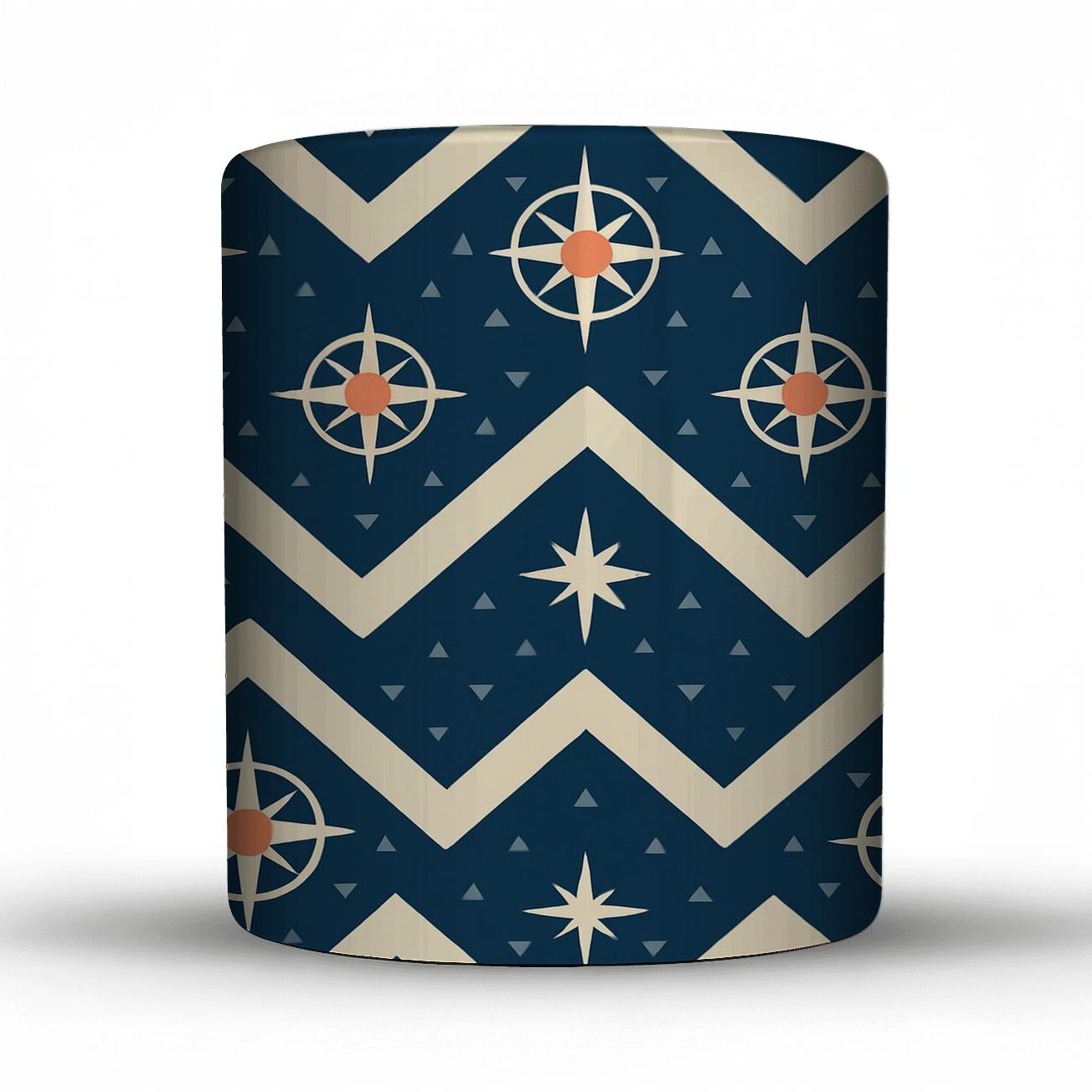 Midnight Compass Chevron Medallions novelty coffee mugs