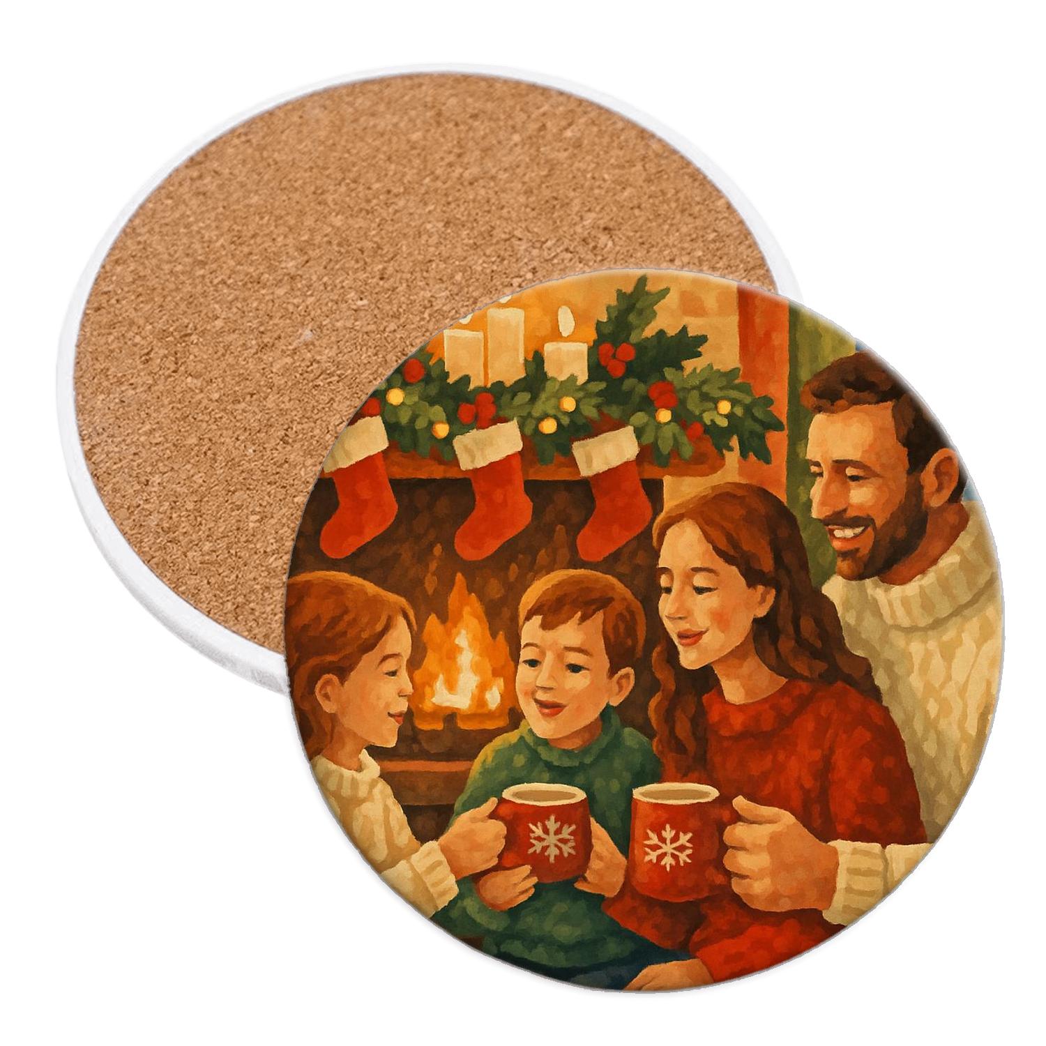 Holly Hearth Gathering absorbent drink coasters