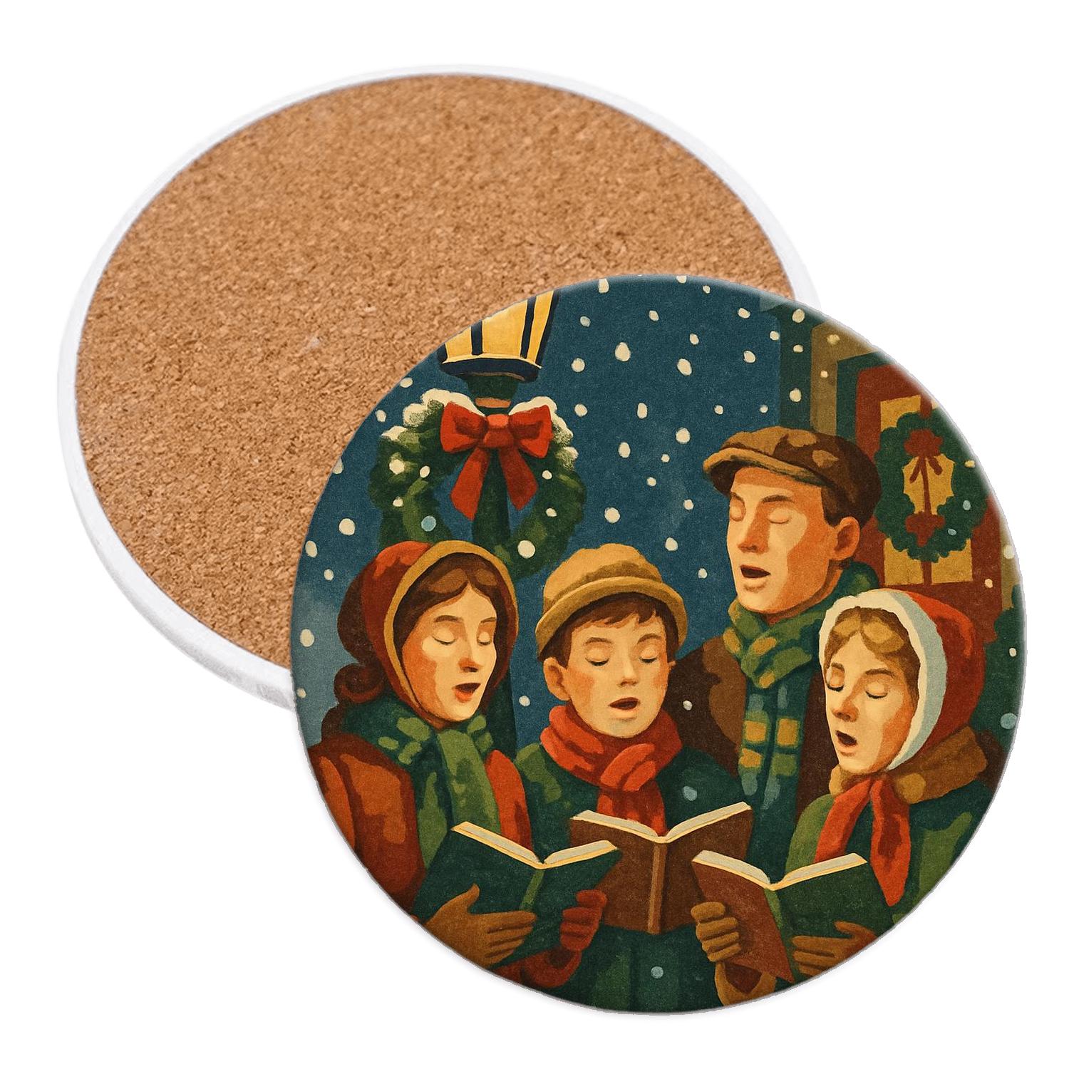 Snowglobe Choir Night decorative beverage coasters