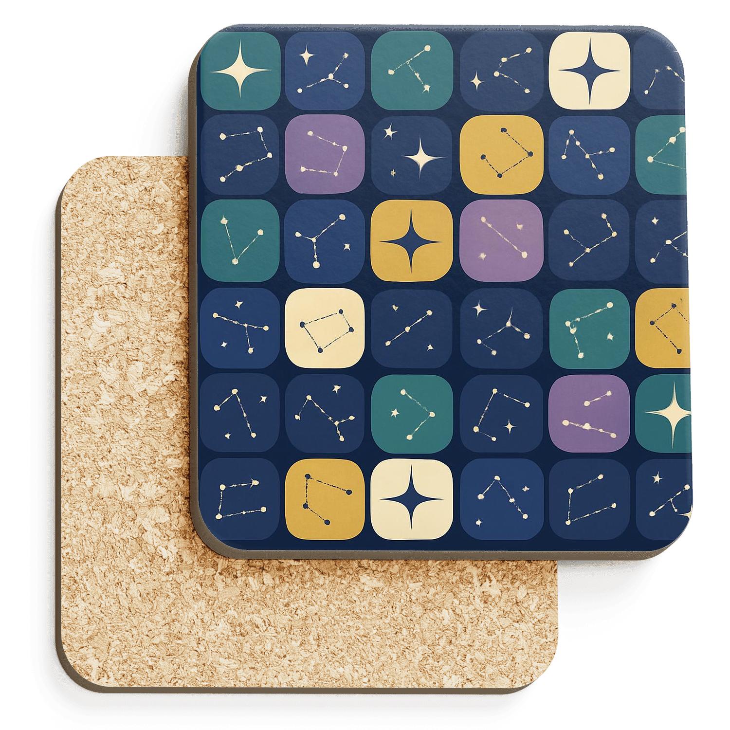 Midnight Disco Constellation Grid decorative beverage coasters